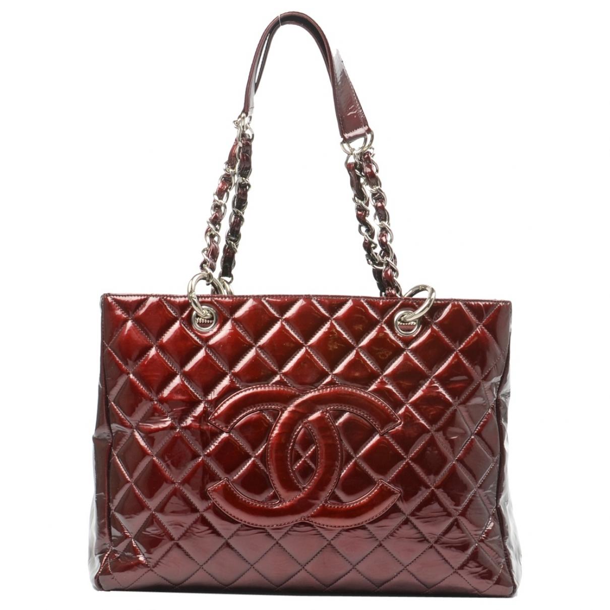Lyst - Chanel Grand Shopping Burgundy Patent Leather Handbag in Red
