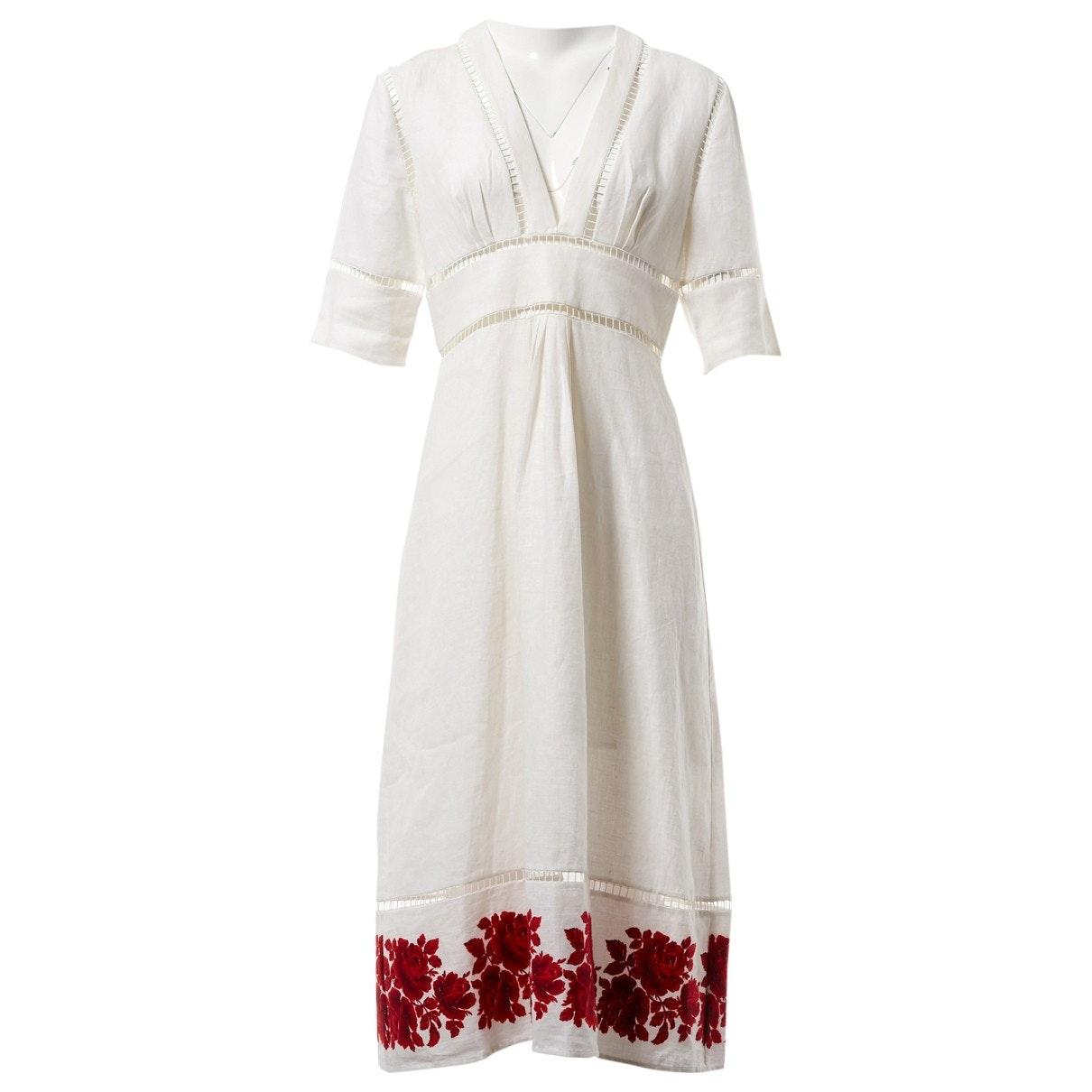 Zimmermann Ecru Linen Dress in White - Lyst