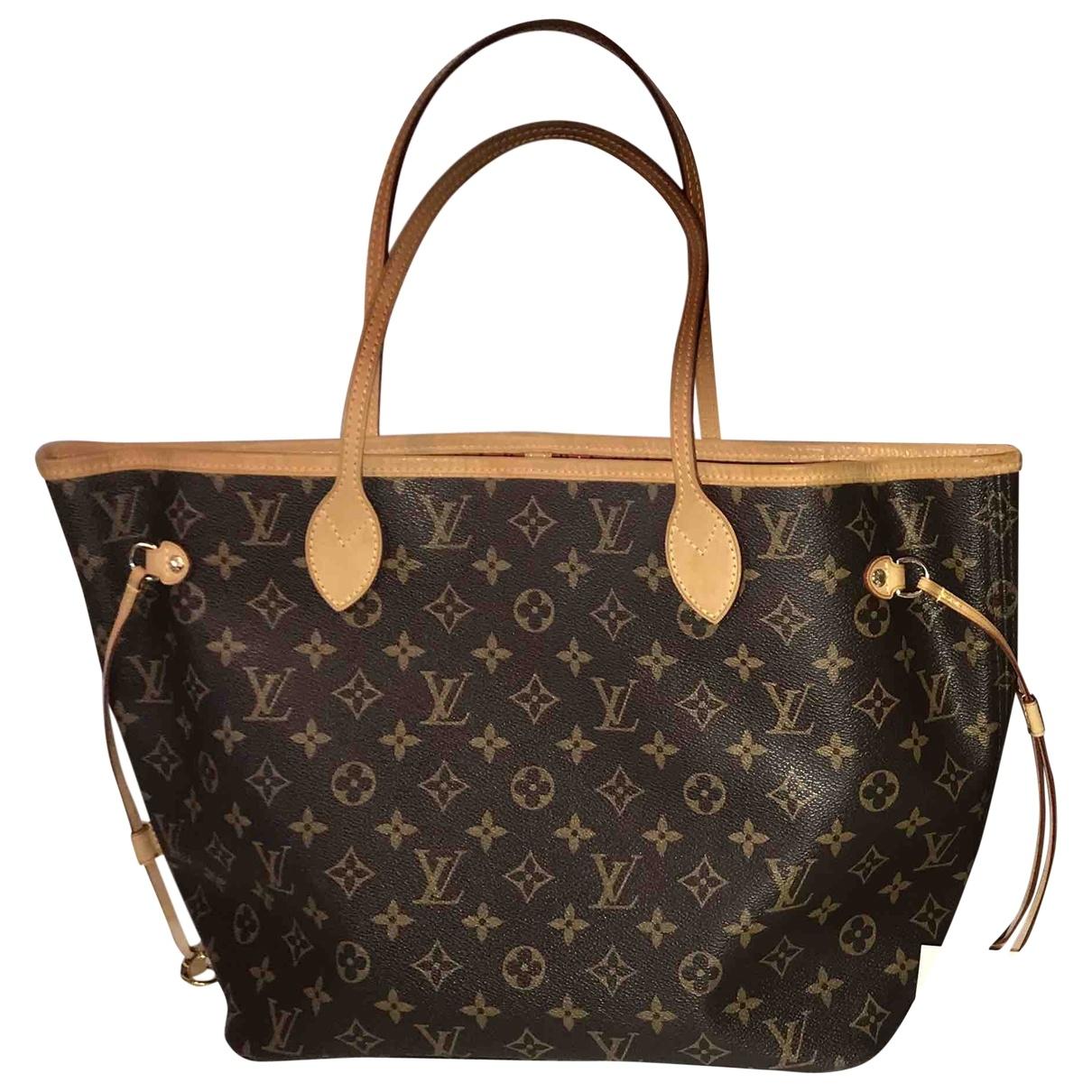 Louis Vuitton Pre-owned Neverfull Brown Cloth Handbags in Brown - Lyst
