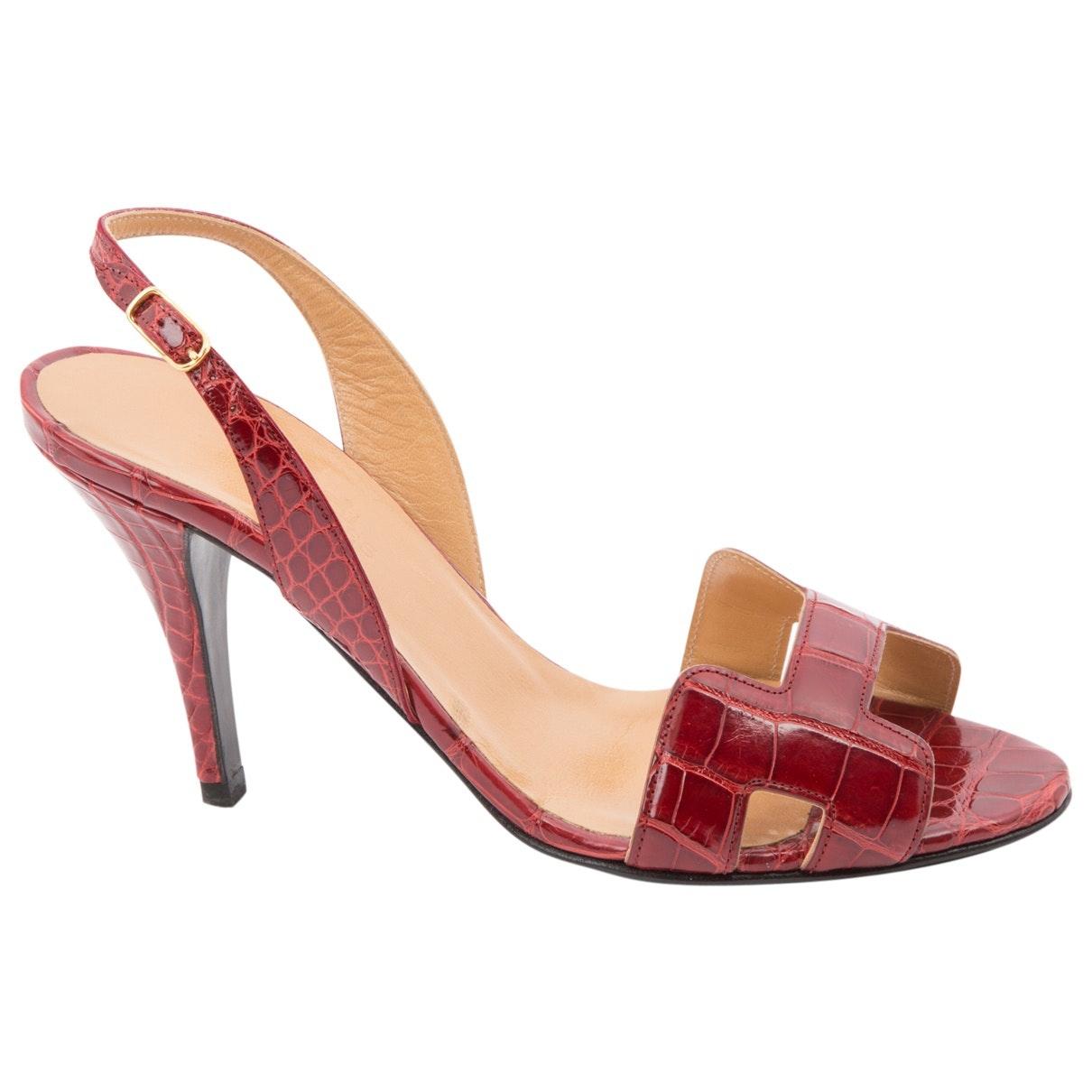 Herm s Leather Night Red Crocodile  Sandals  Lyst