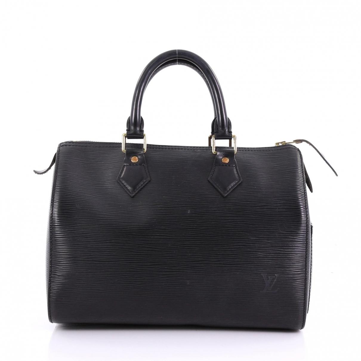Louis Vuitton Speedy Leather Handbag in Black - Lyst