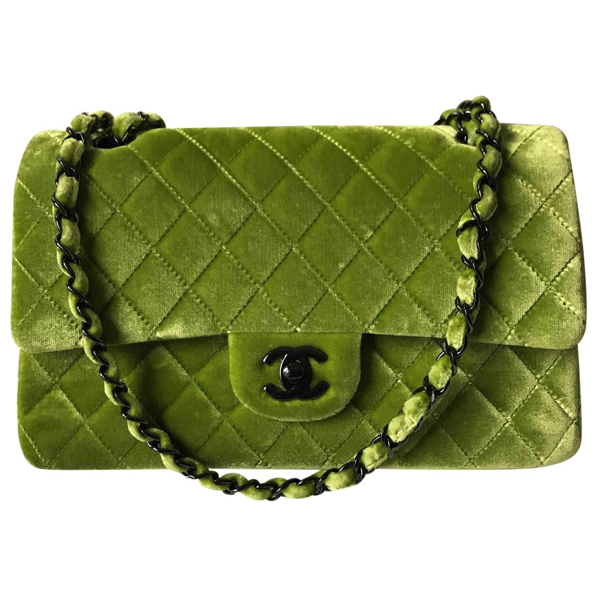chanel green velvet bag