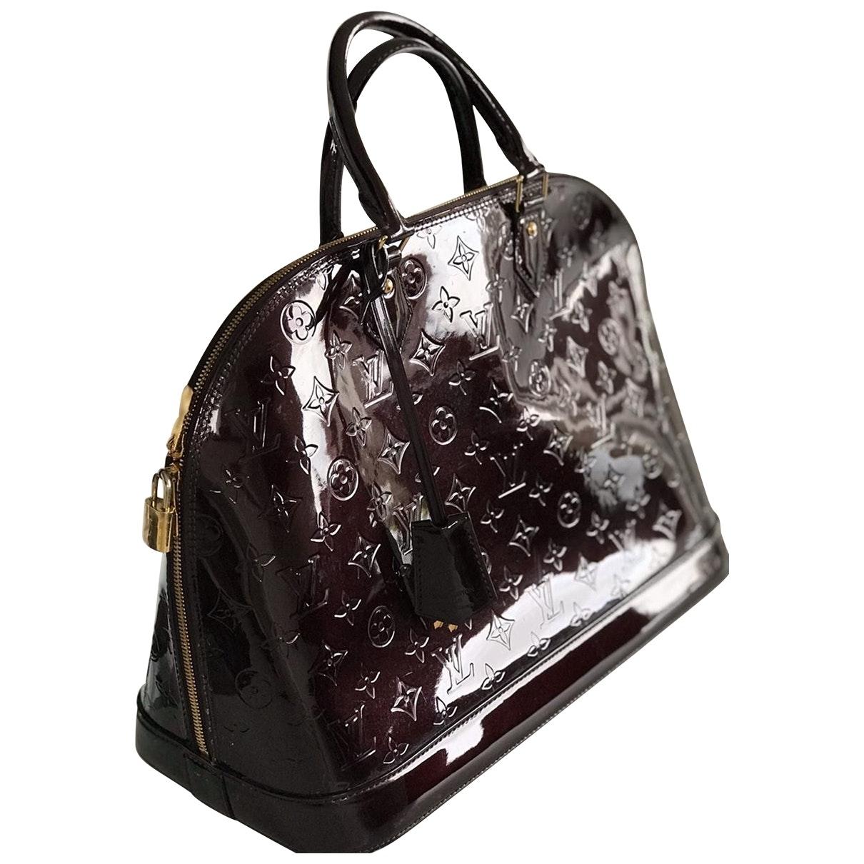 Louis Vuitton Alma Burgundy Patent Leather Handbag in Black - Lyst
