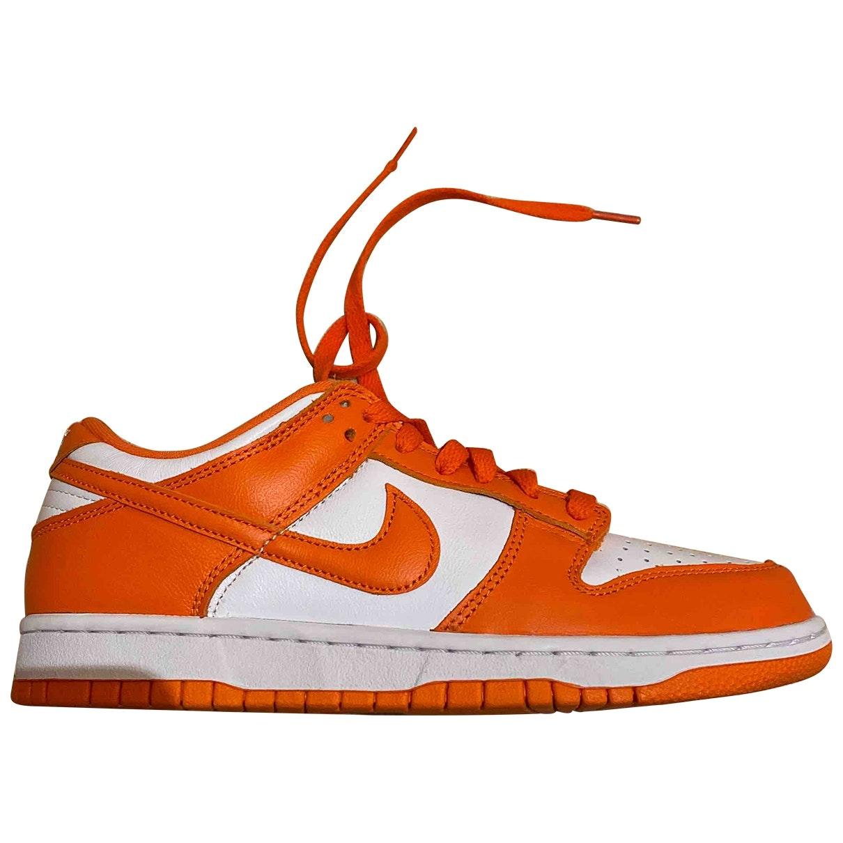 Nike Sb Dunk Leather Low Trainers in Orange for Men - Lyst