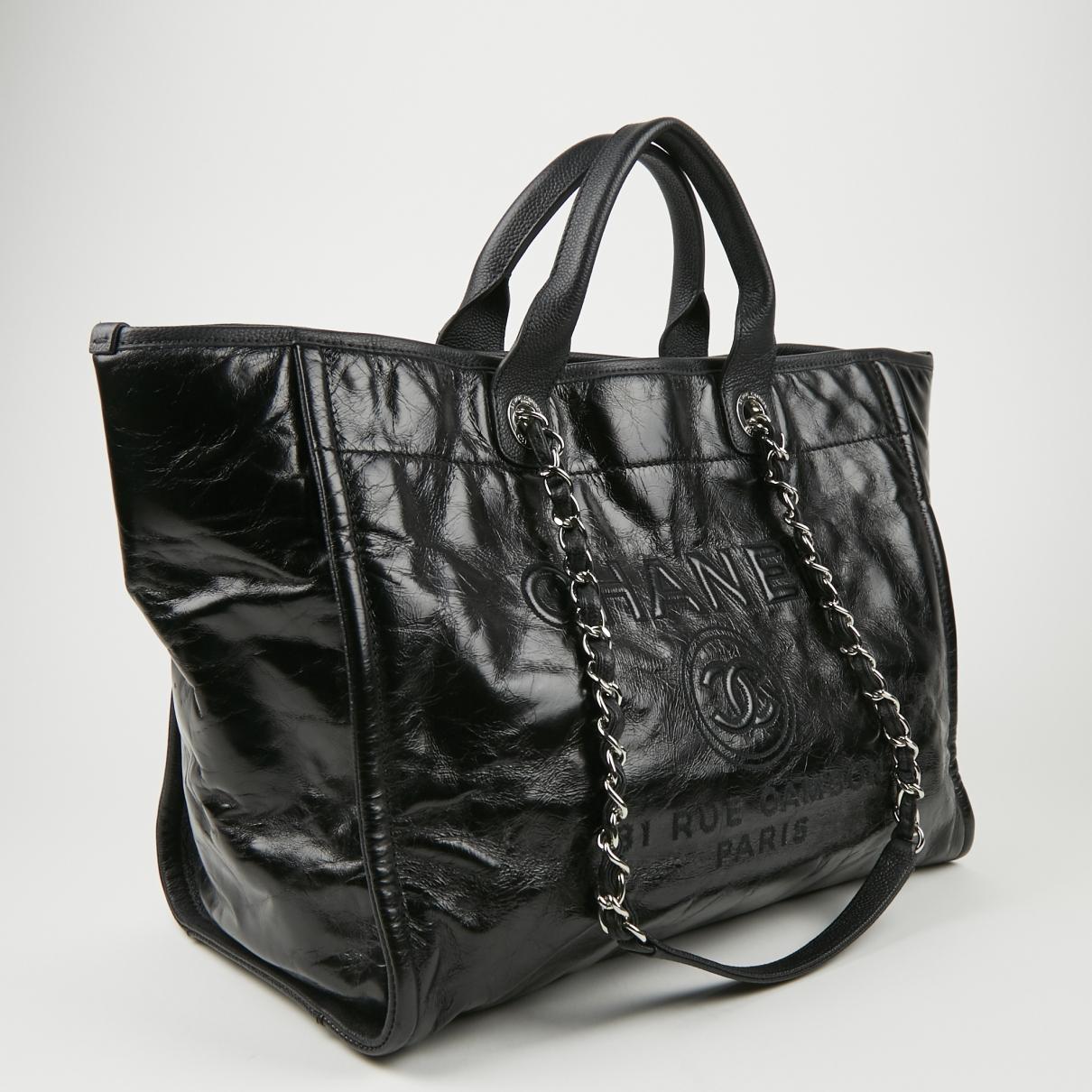 Lyst - Chanel Deauville Black Leather Handbag in Black