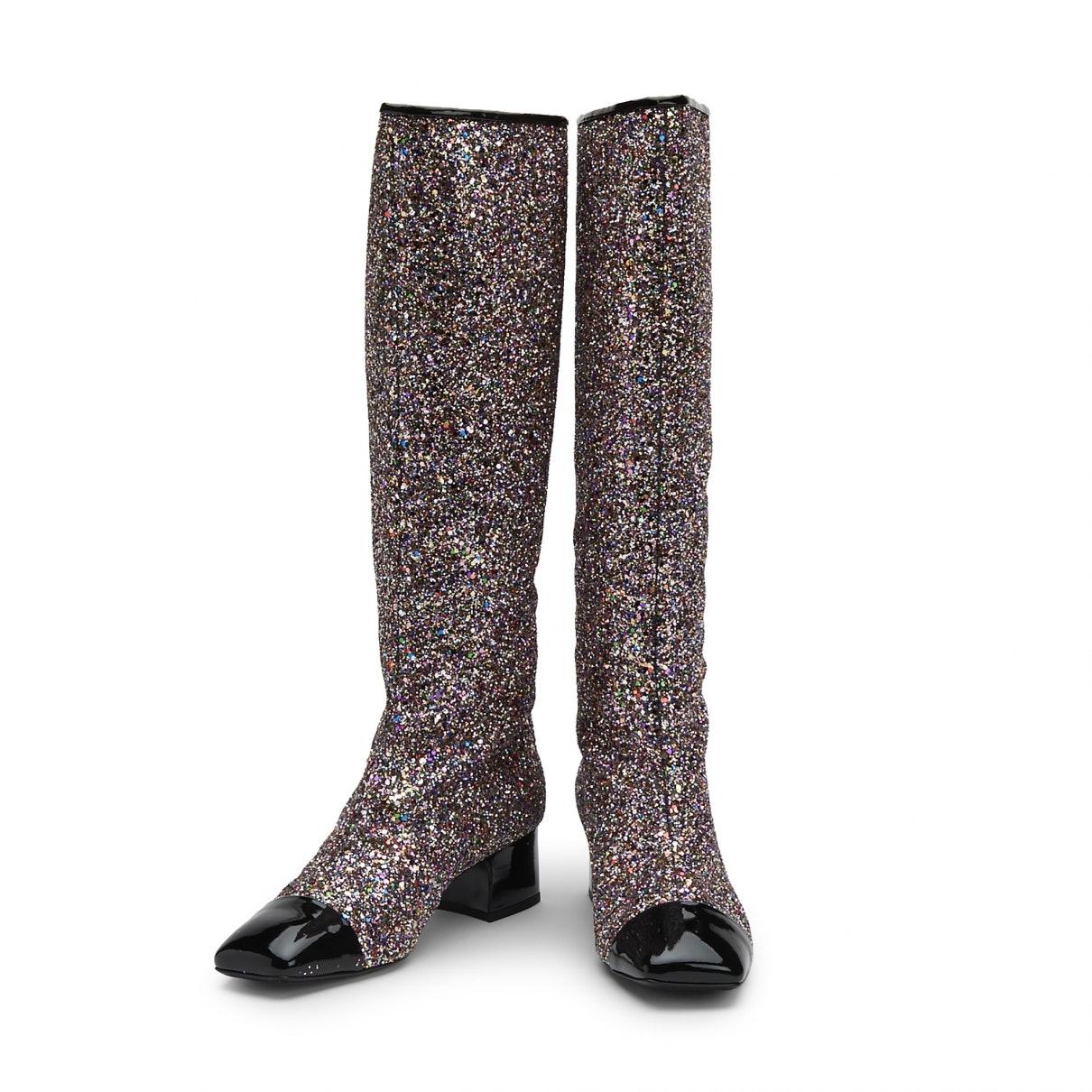 chanel boots glitter