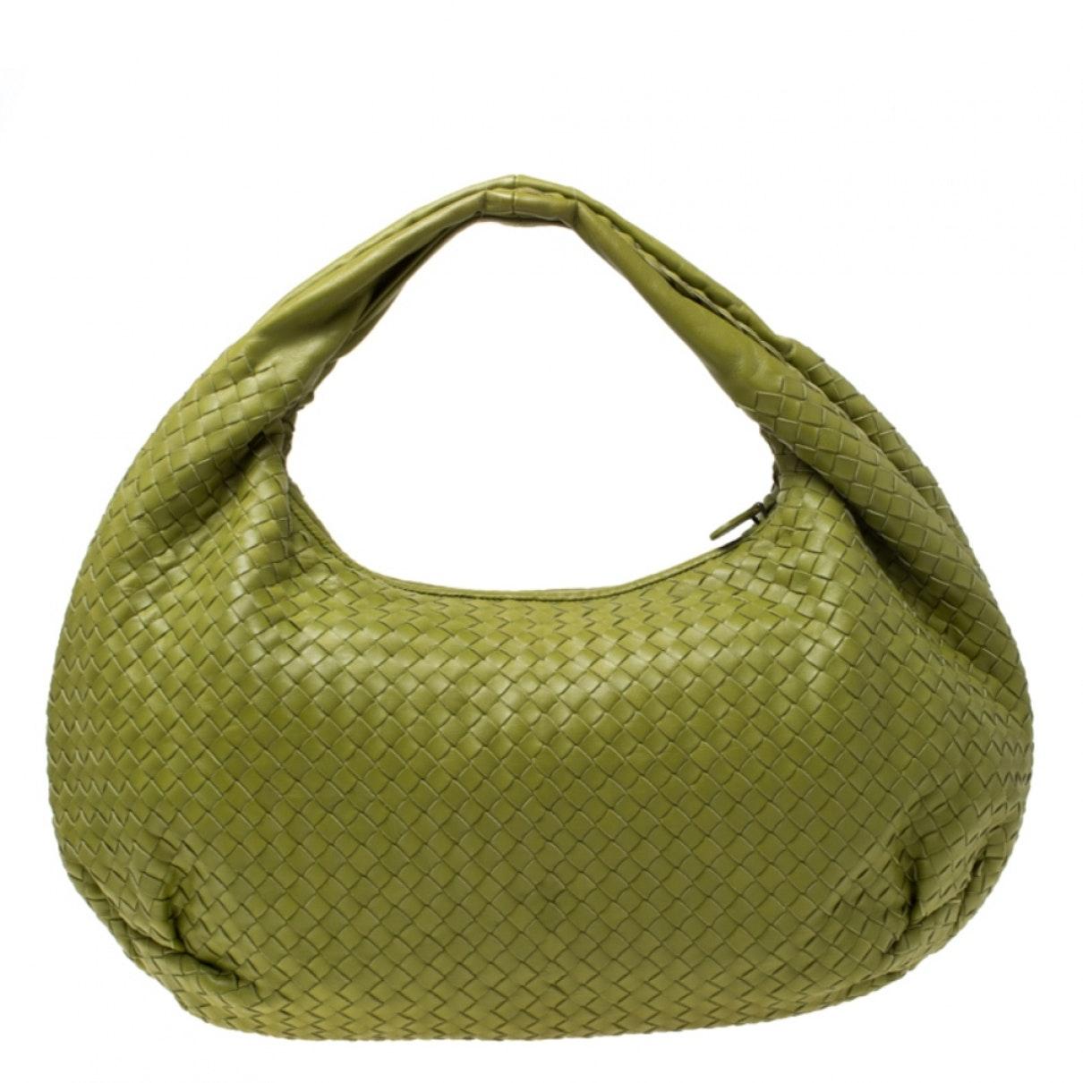Bottega Leather Handbag in Green Lyst