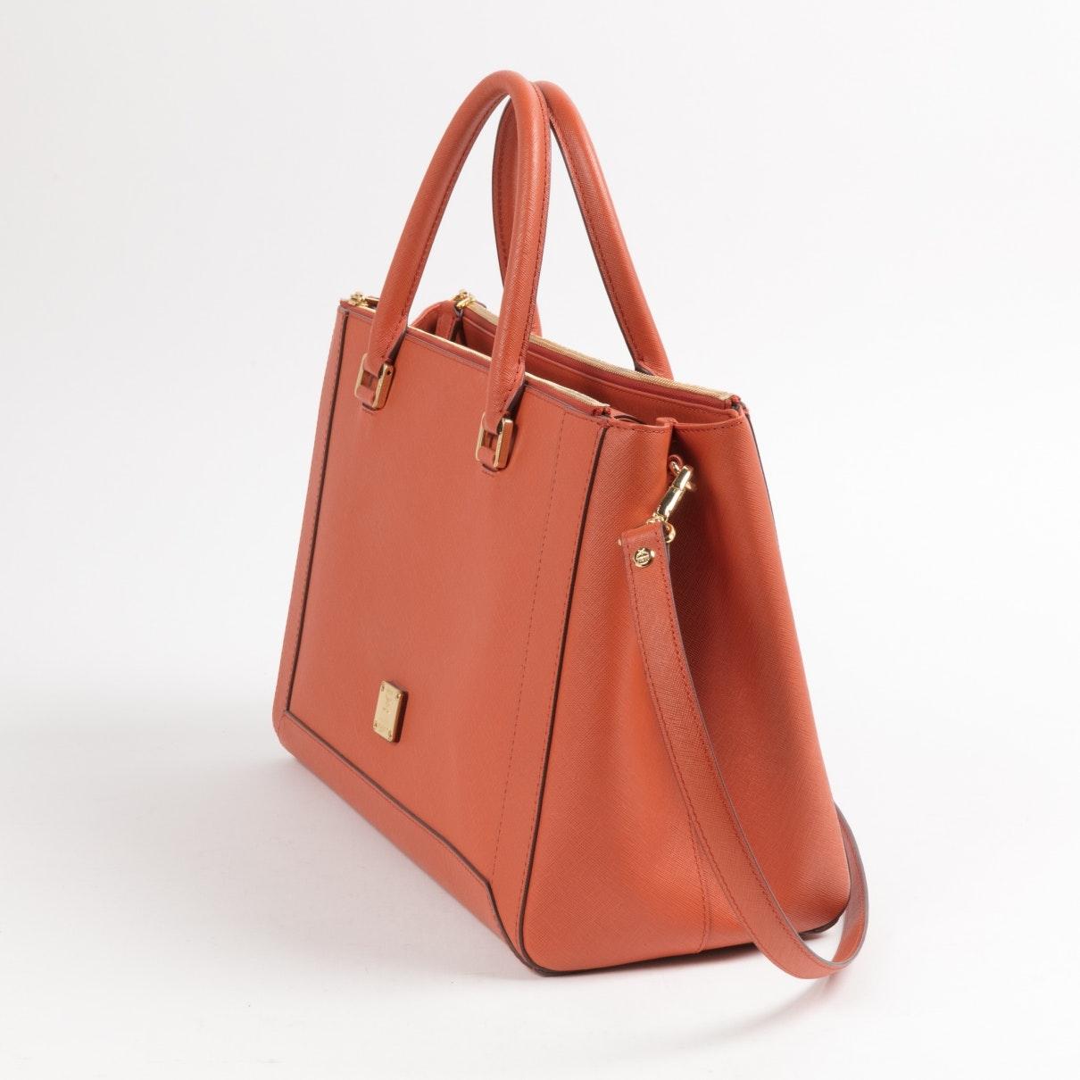 MCM Orange Leather Handbag Lyst