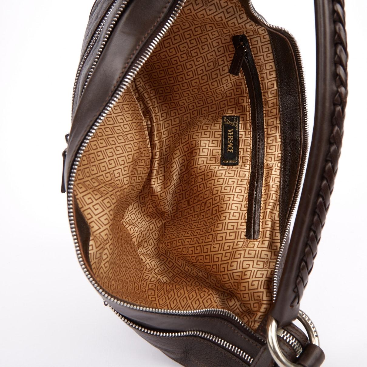 Versace Brown Leather Handbag - Lyst