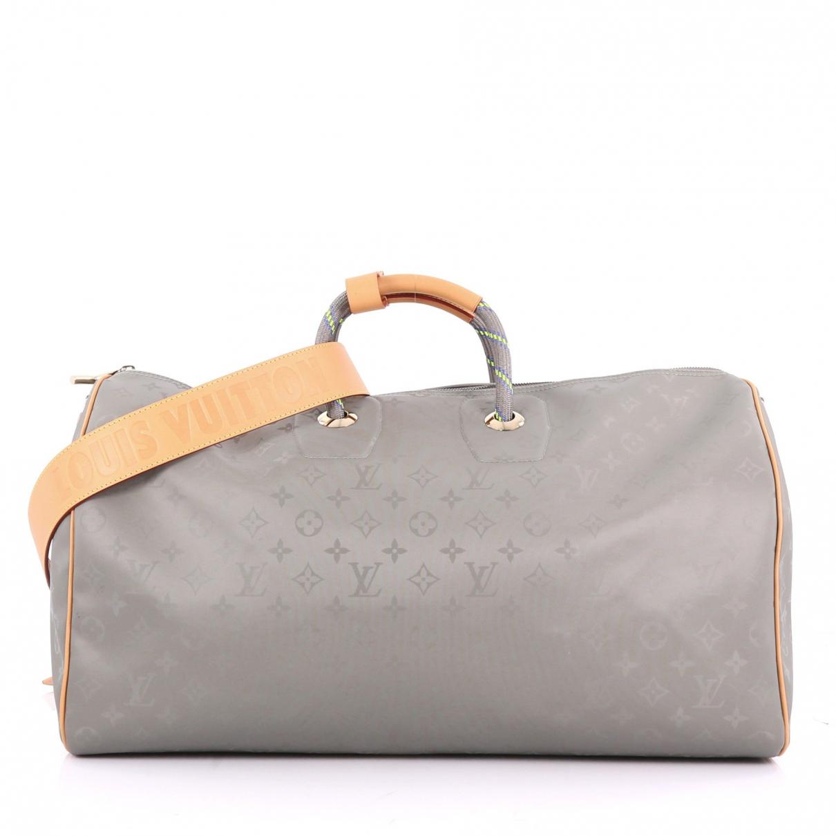 Louis Vuitton Keepall Cloth Travel Bag in Grey (Gray) - Lyst