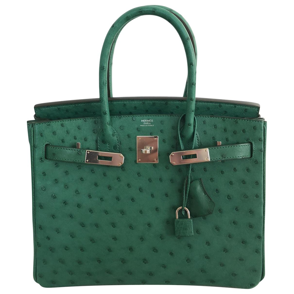 Hermès Preowned Birkin 30 Green Ostrich Handbags Lyst