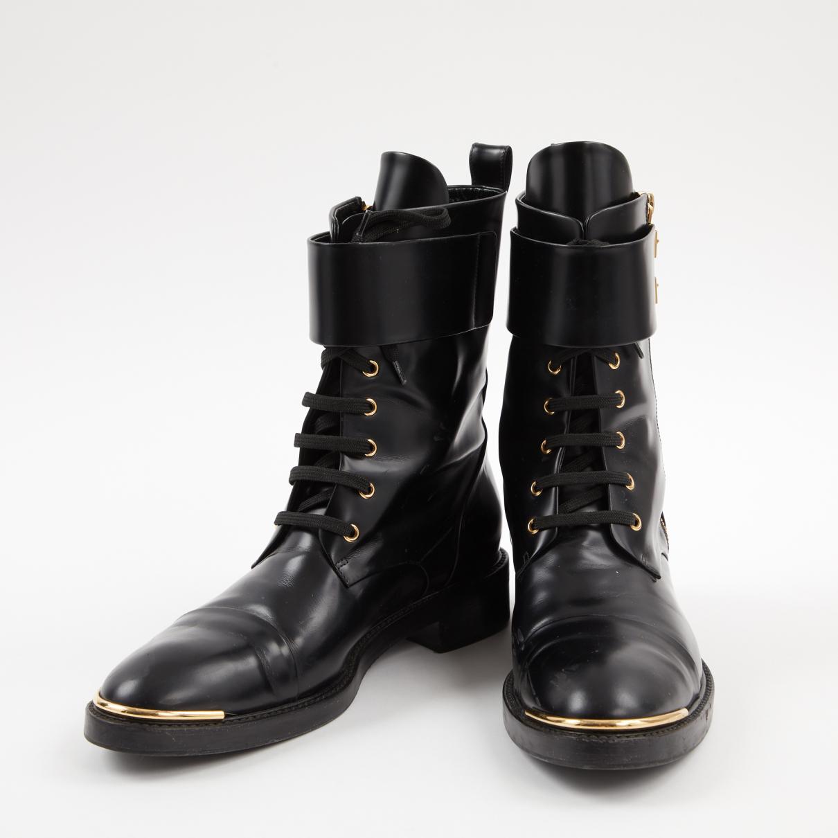 Louis Vuitton Pre-owned Wonderland Leather Lace Up Boots in Black - Lyst