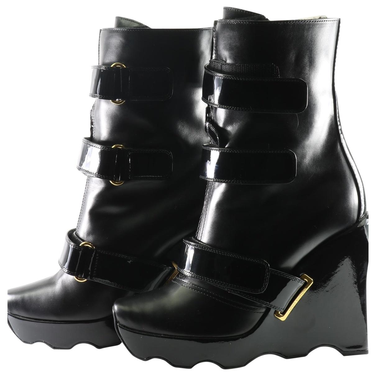 Louis Vuitton Black Leather Ankle Boot in Black - Lyst