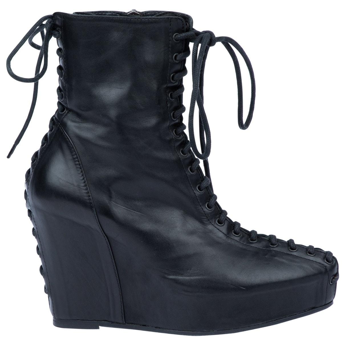 ann demeulemeester leather wedge ankle boots