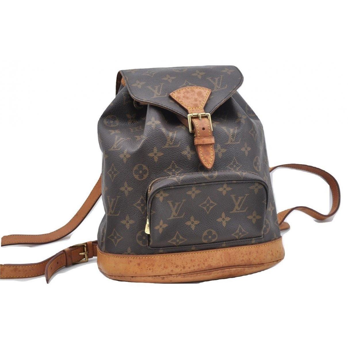 Lyst - Louis Vuitton Vintage Montsouris Brown Cloth Backpacks in Brown - Save 21%