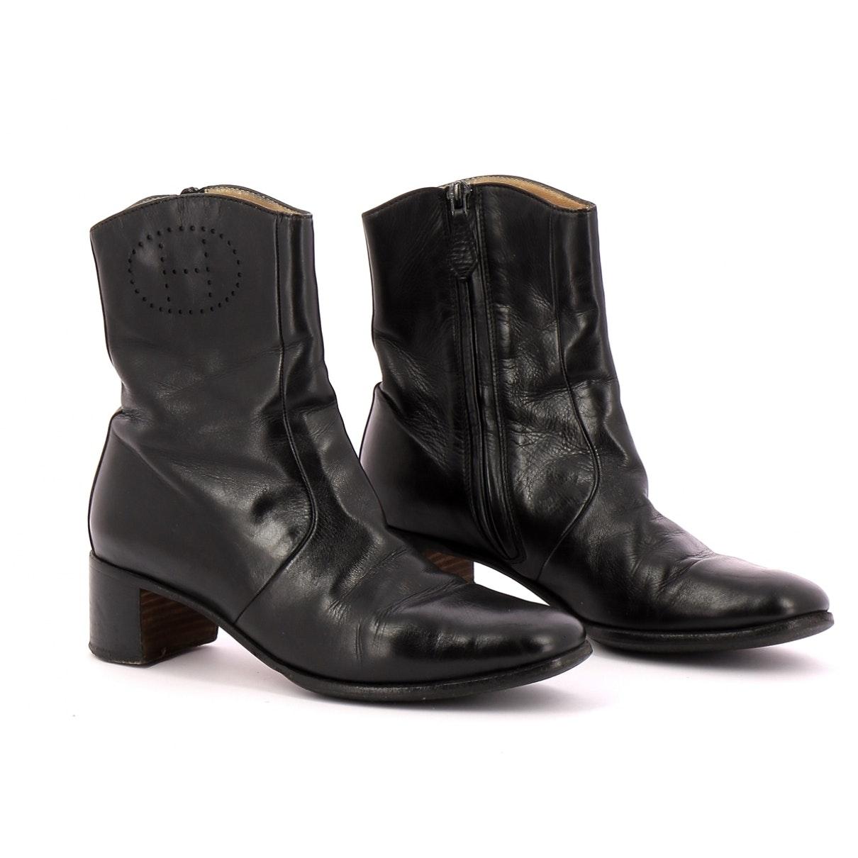 Hermès Black Leather Boots - Lyst