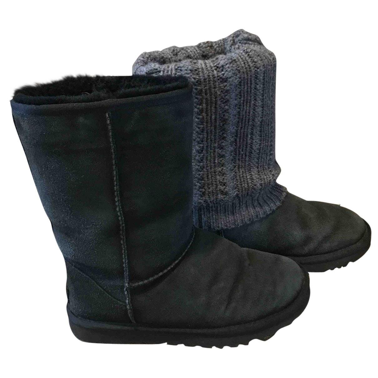 UGG Suede Snow Boots in Black - Lyst