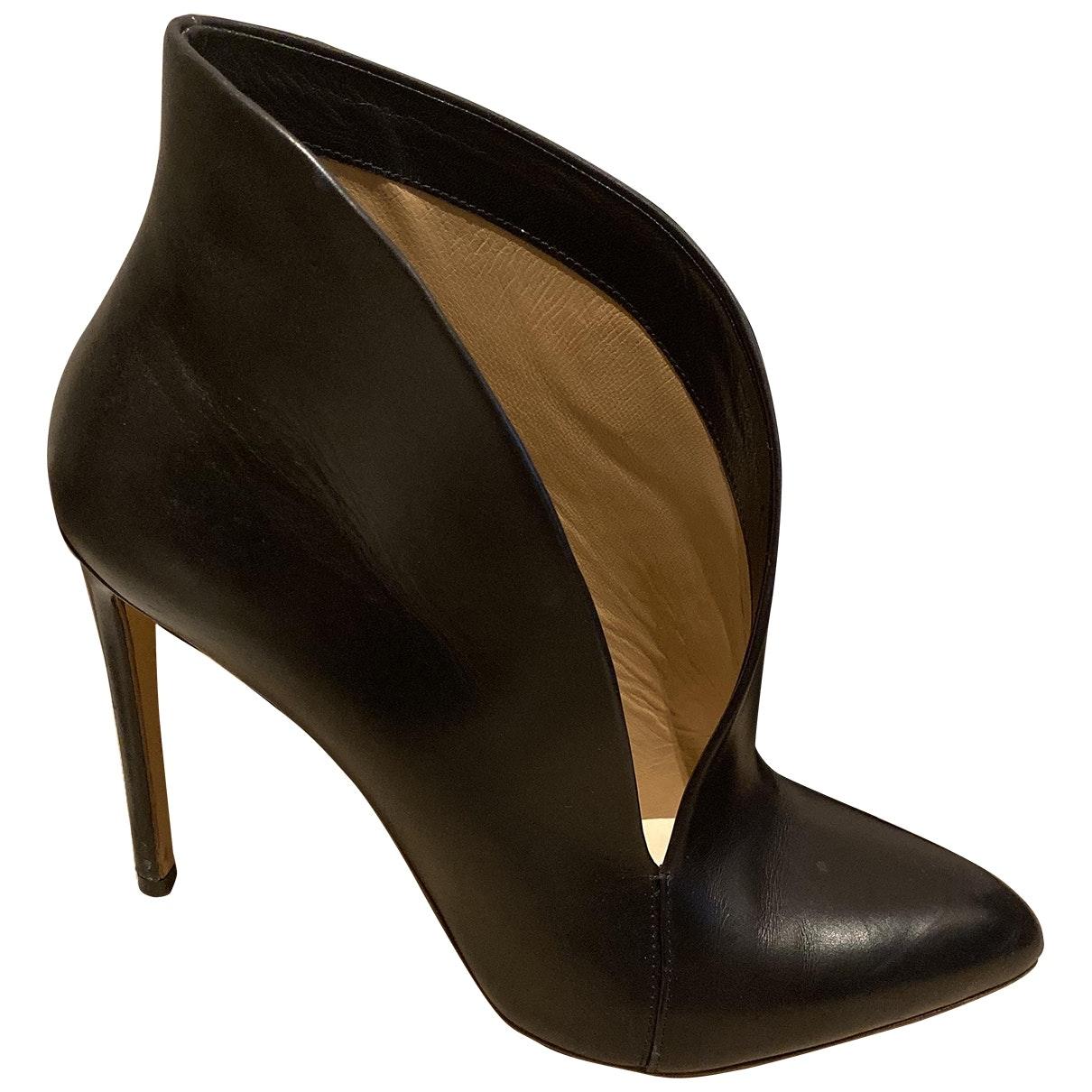 Francesco Russo Black Leather Ankle Boots - Lyst