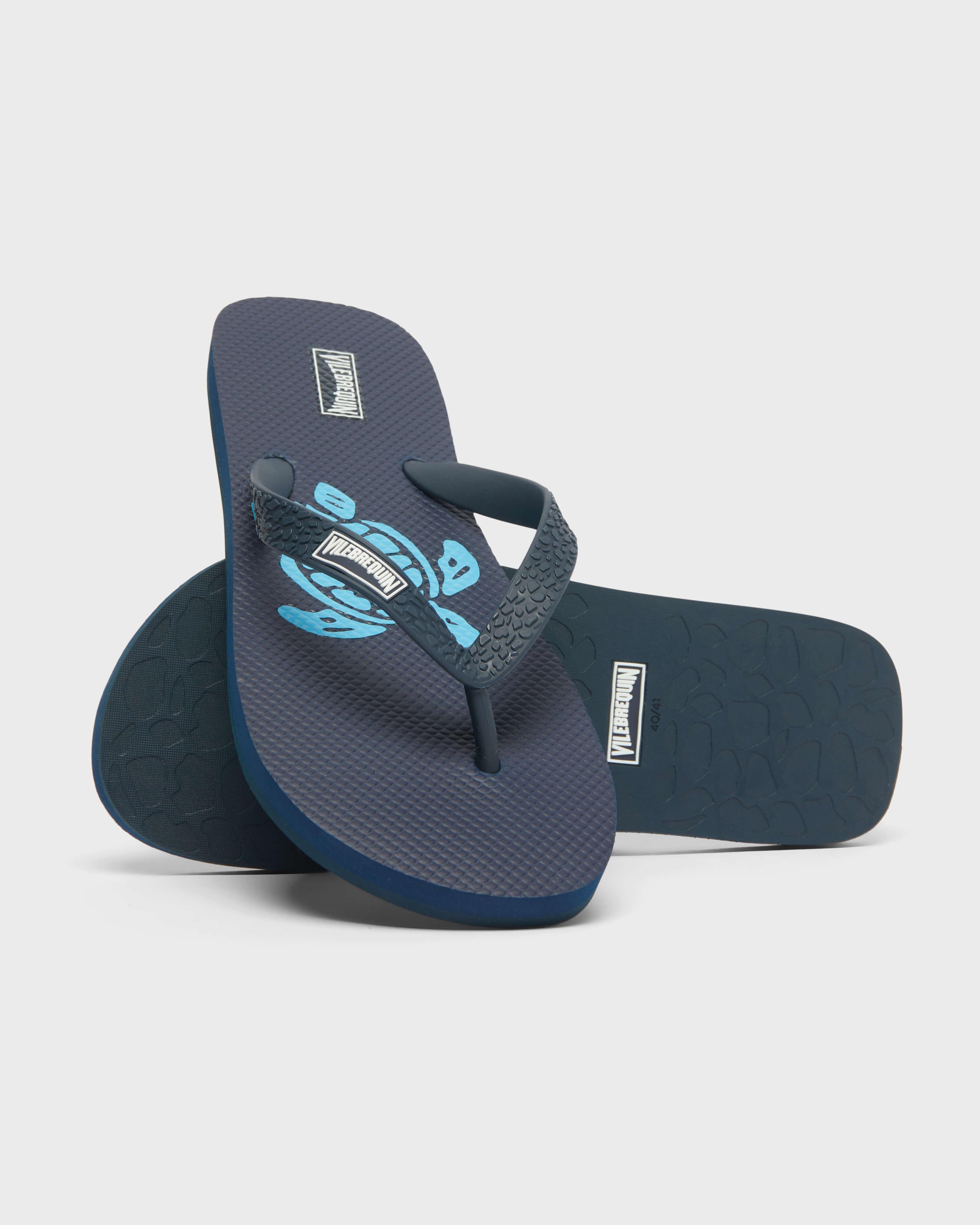 Vilebrequin Blue Turtle Flip Flops - M9/10 Vilebrequin Navy Turtle Bubbles Sandals main image 2