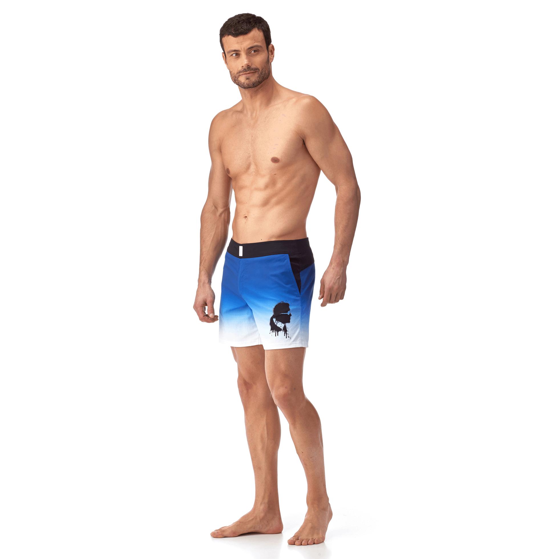 Vilebrequin Karl Lagerfeld Fitted Cut Swim Shorts in Blue for Men | Lyst