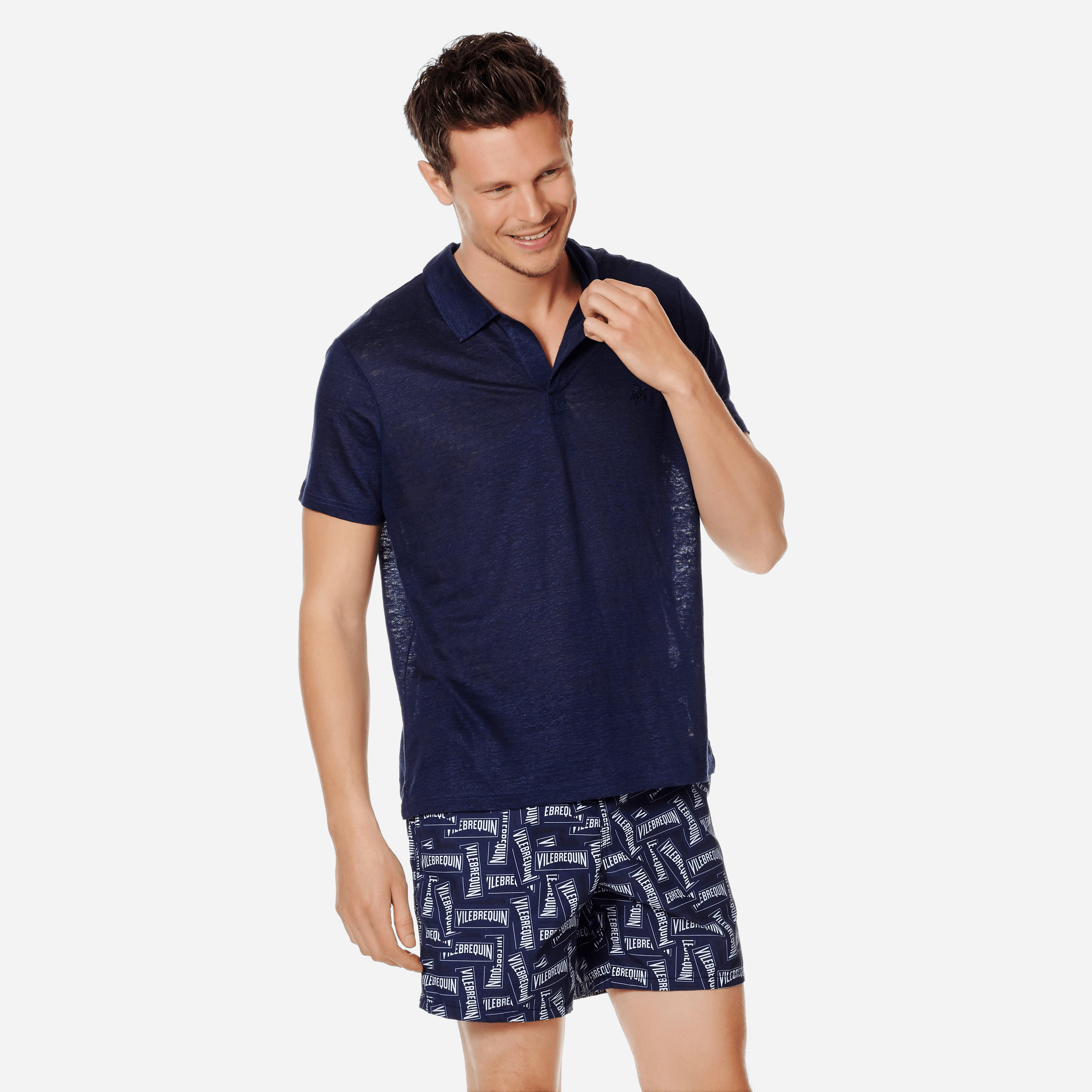 Vilebrequin Men Linen Jersey Polo Shirt Solid in Blue for Men - Lyst