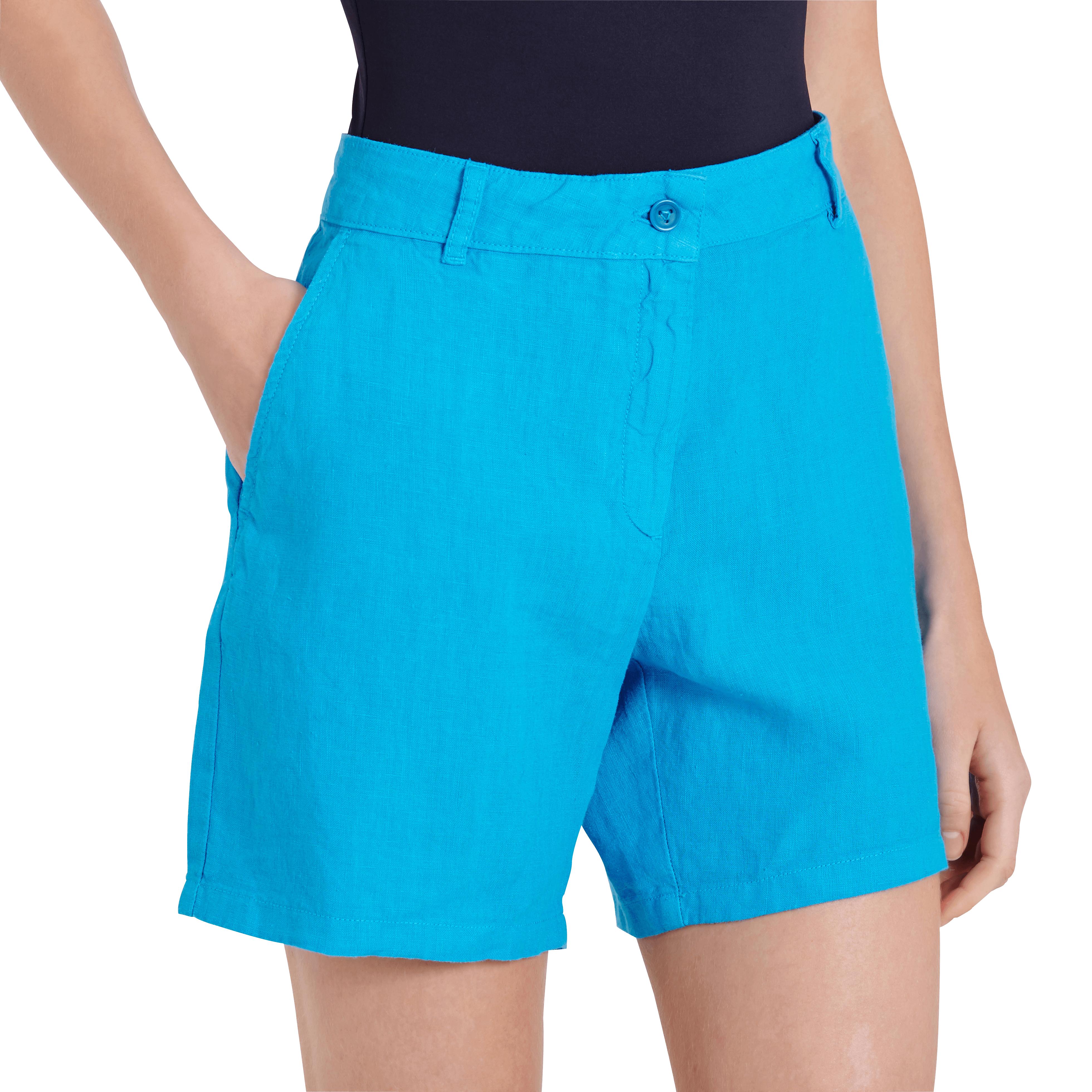 Vilebrequin Women Linen Bermuda Shorts Solid in Blue Lyst