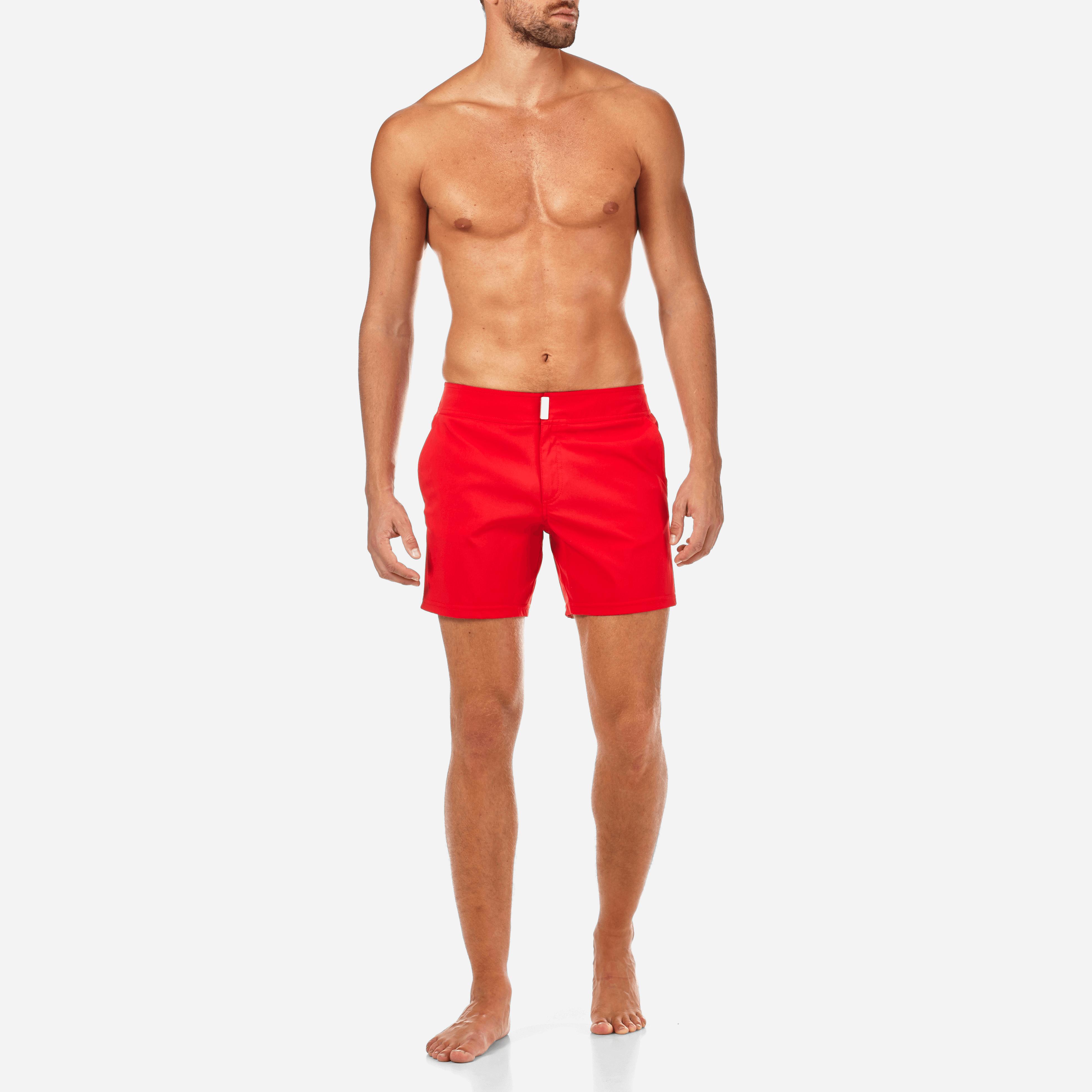 Vilebrequin Synthetic Men Flat Belt Stretch Swim Trunks Solid in Red ...