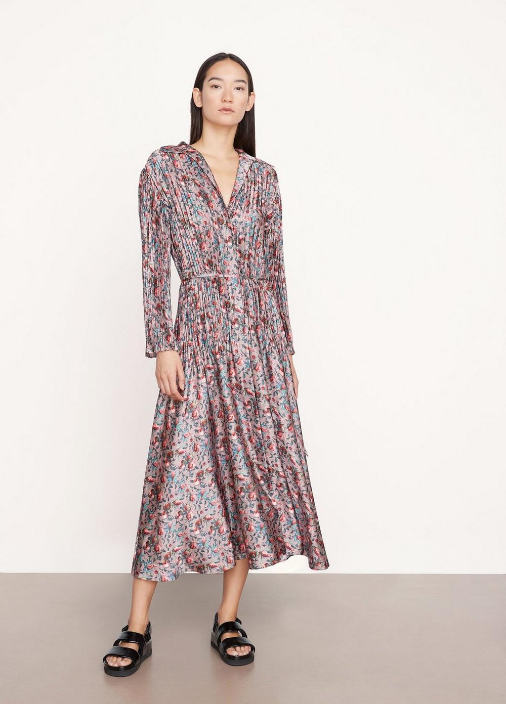Vince Berry Blooms Pleated Shirt Dress in Pink Lyst