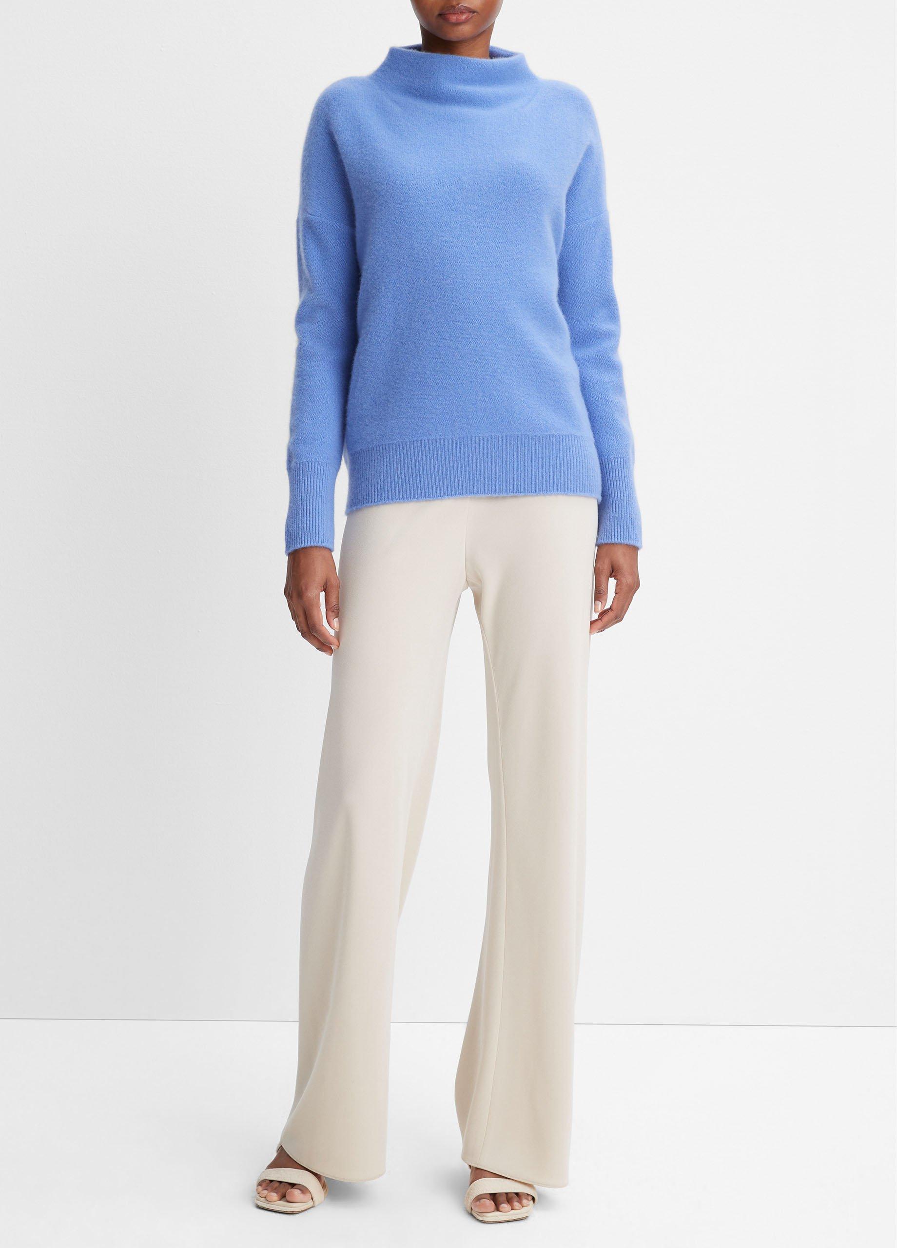 Vince Plush Cashmere Funnel Neck Sweater, Blue, Size L | Lyst Canada