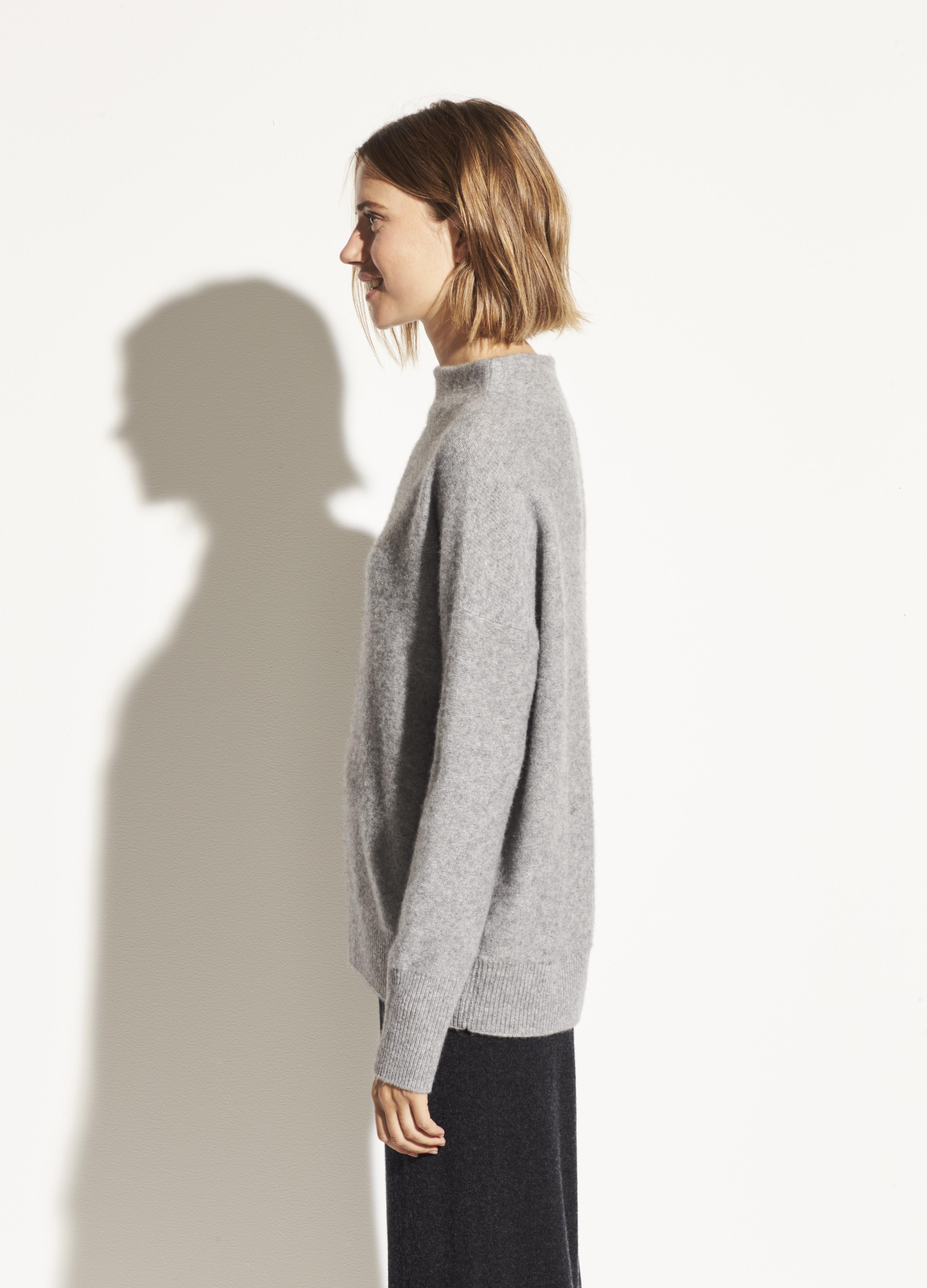 Vince Boiled Cashmere Funnel Neck Pullover in Gray | Lyst