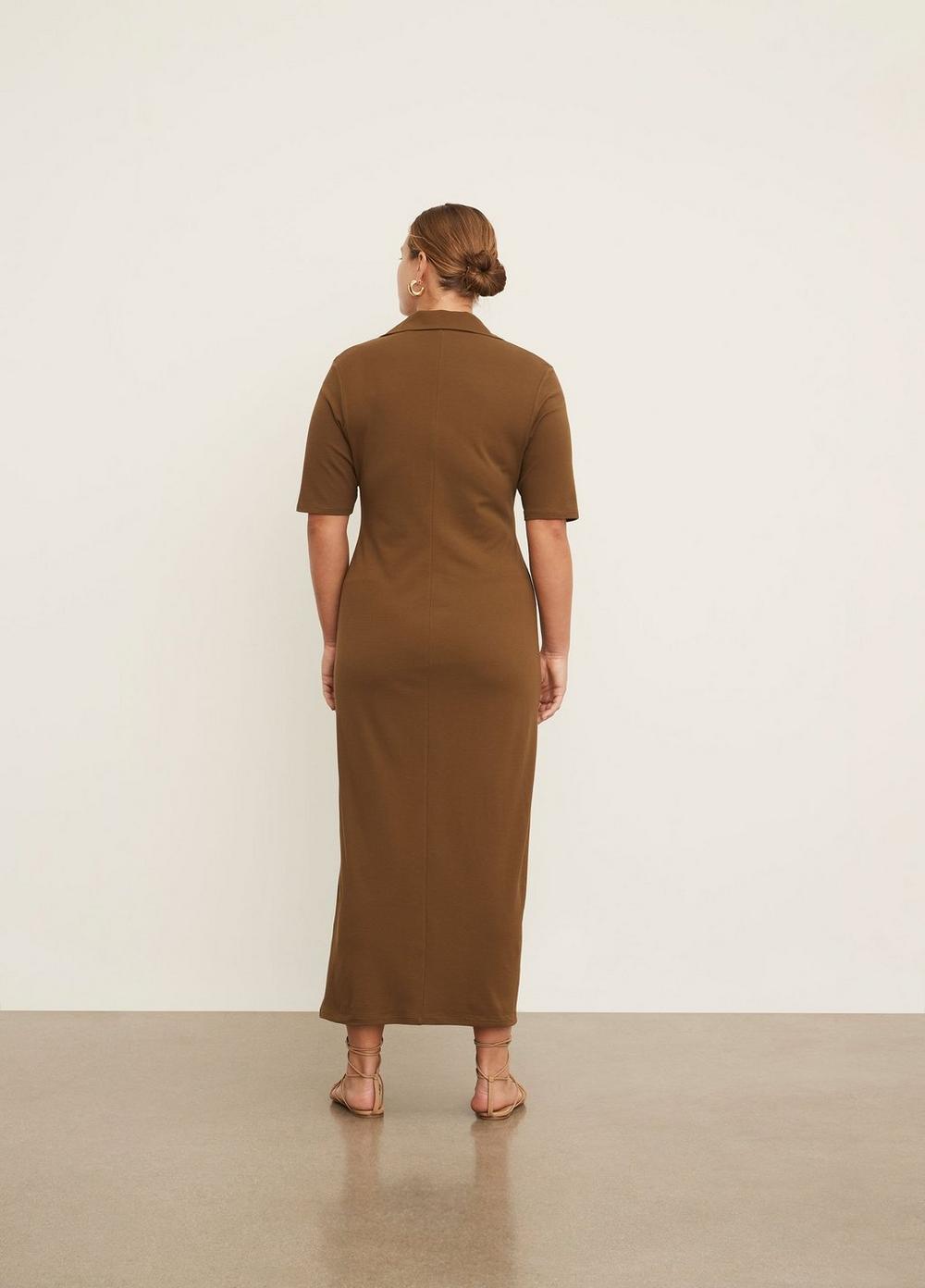 Vince Cotton Elbow Sleeve Polo Dress in 