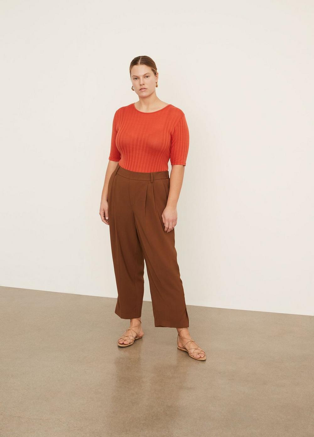 Vince Cotton Ribbed Elbow Sleeve Crew 