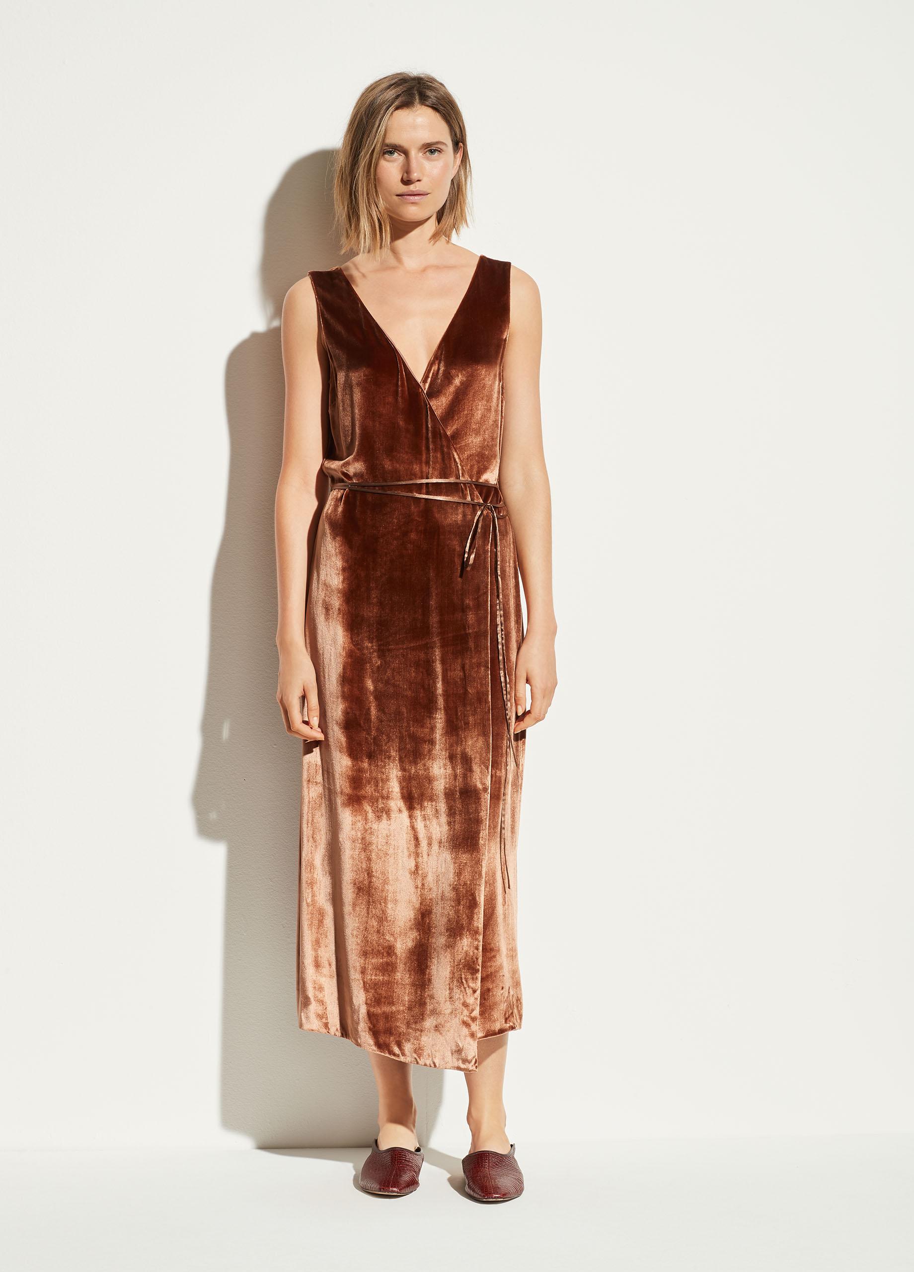 vince wrap midi dress