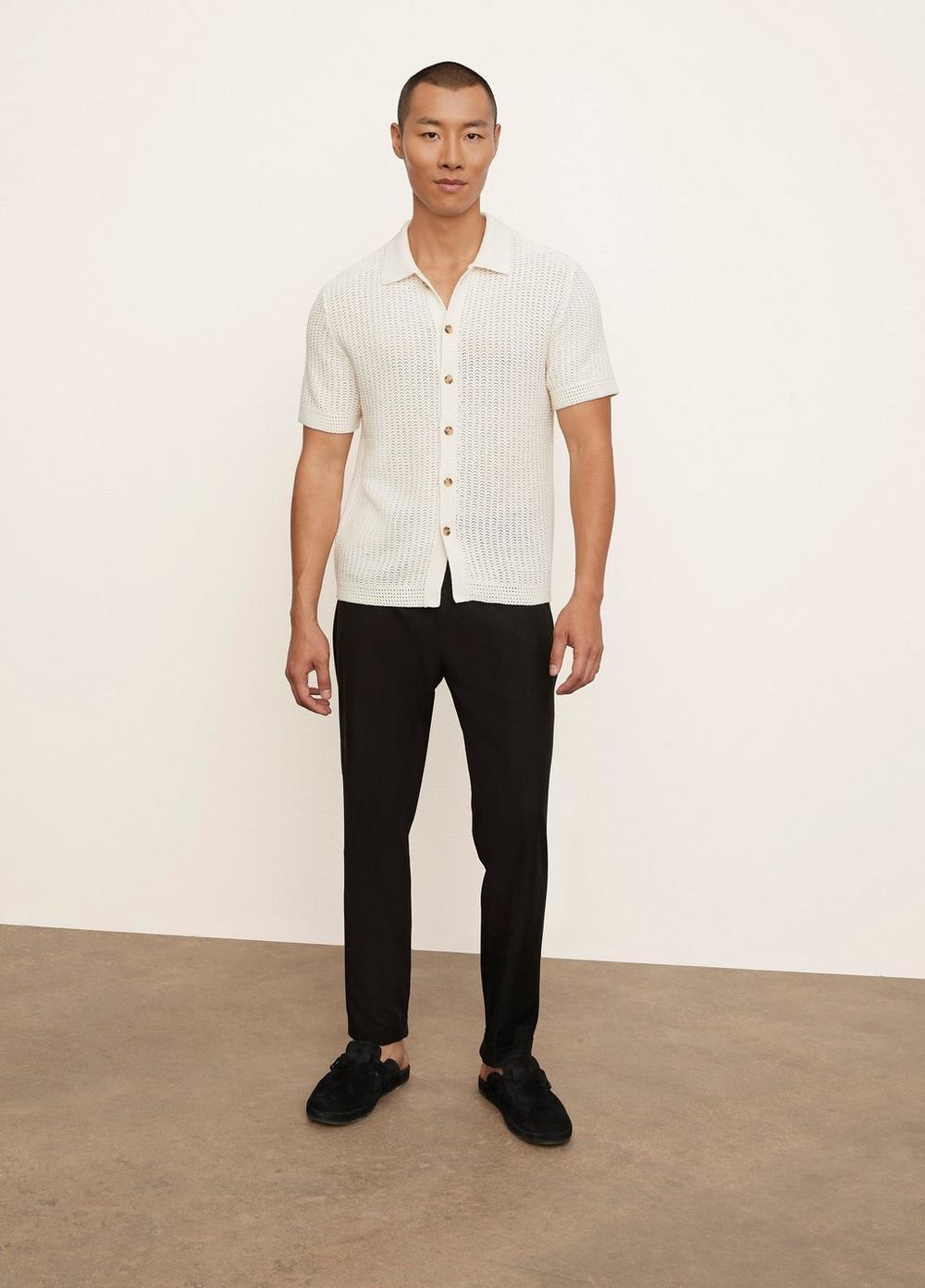 Vince Crochet Short Sleeve Button Down Shirt in White for Men | Lyst