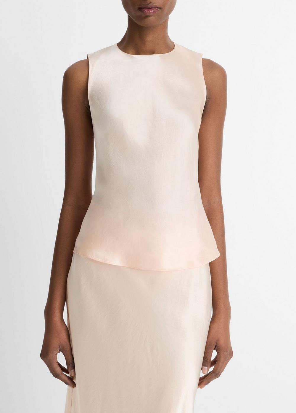 Vince Satin Bias Shell in Natural Lyst UK