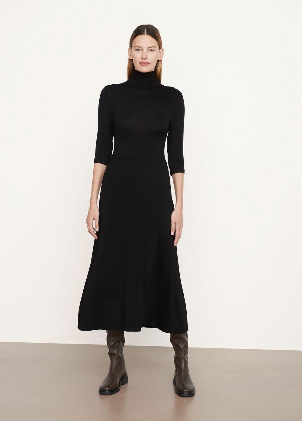 Vince Elbow Sleeve Turtleneck Dress in Black Lyst