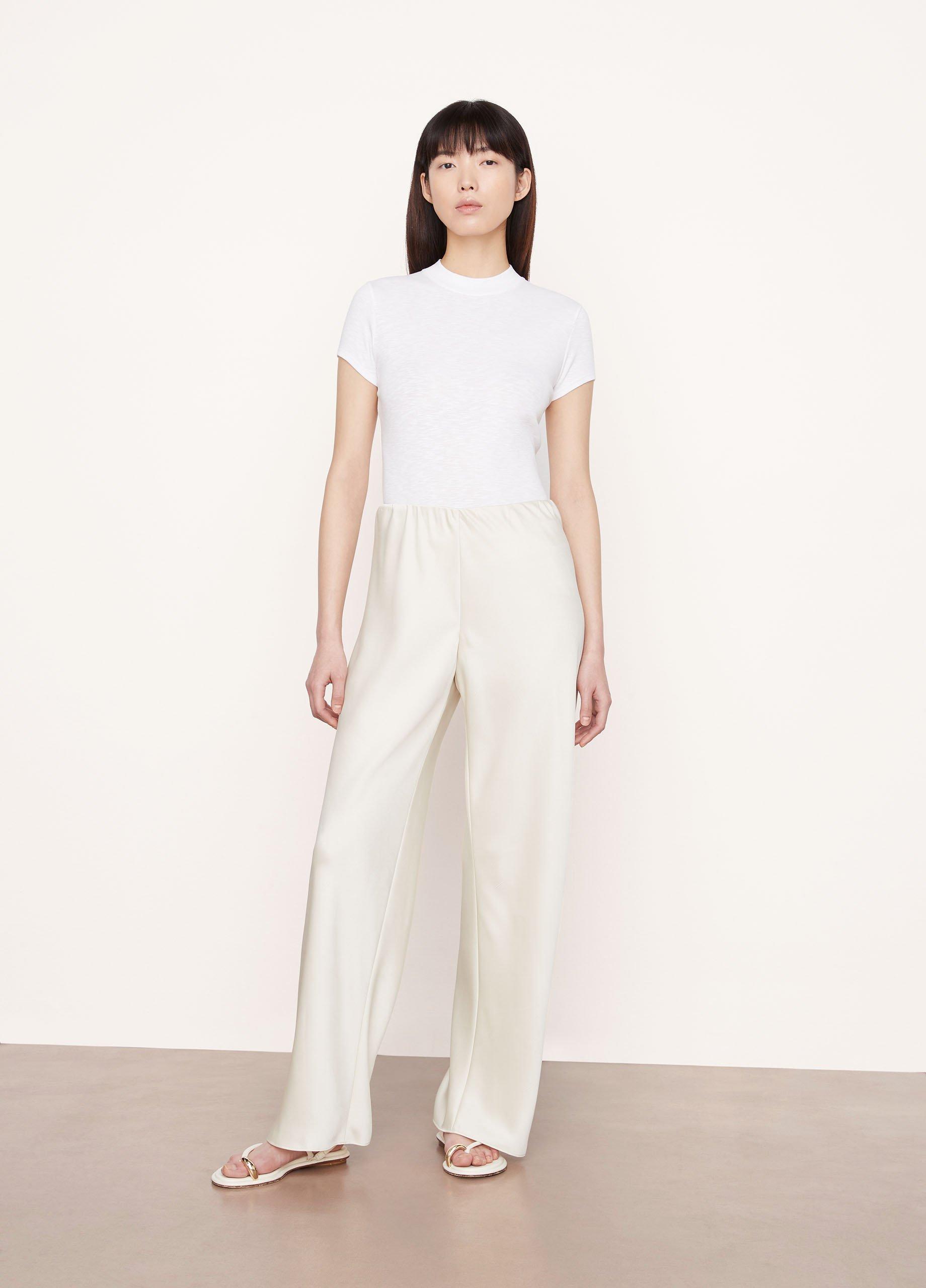 Vince Satin Bias Pant in Natural