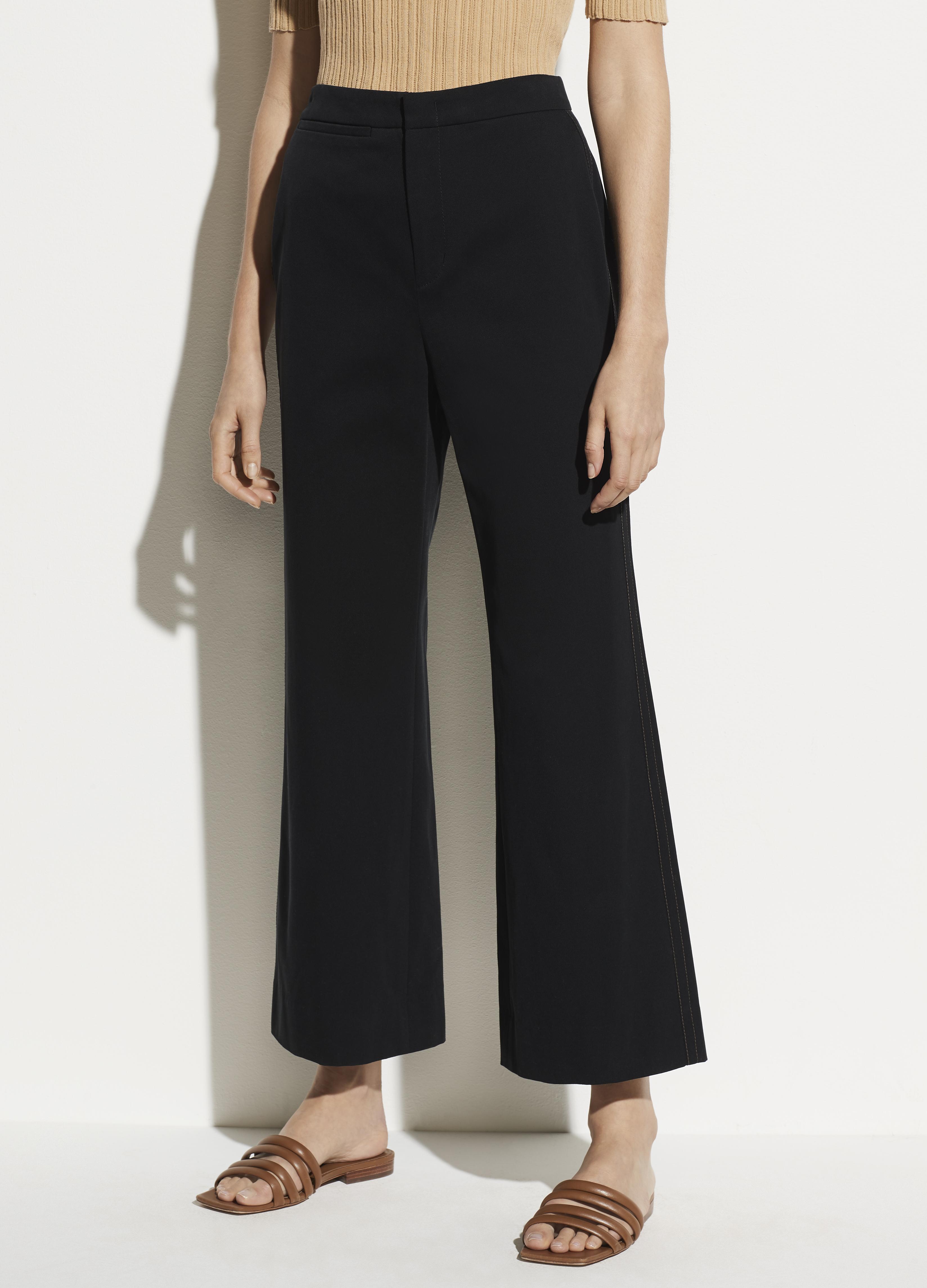 Vince Cotton Casual Cropped Flare Pant in Black - Lyst
