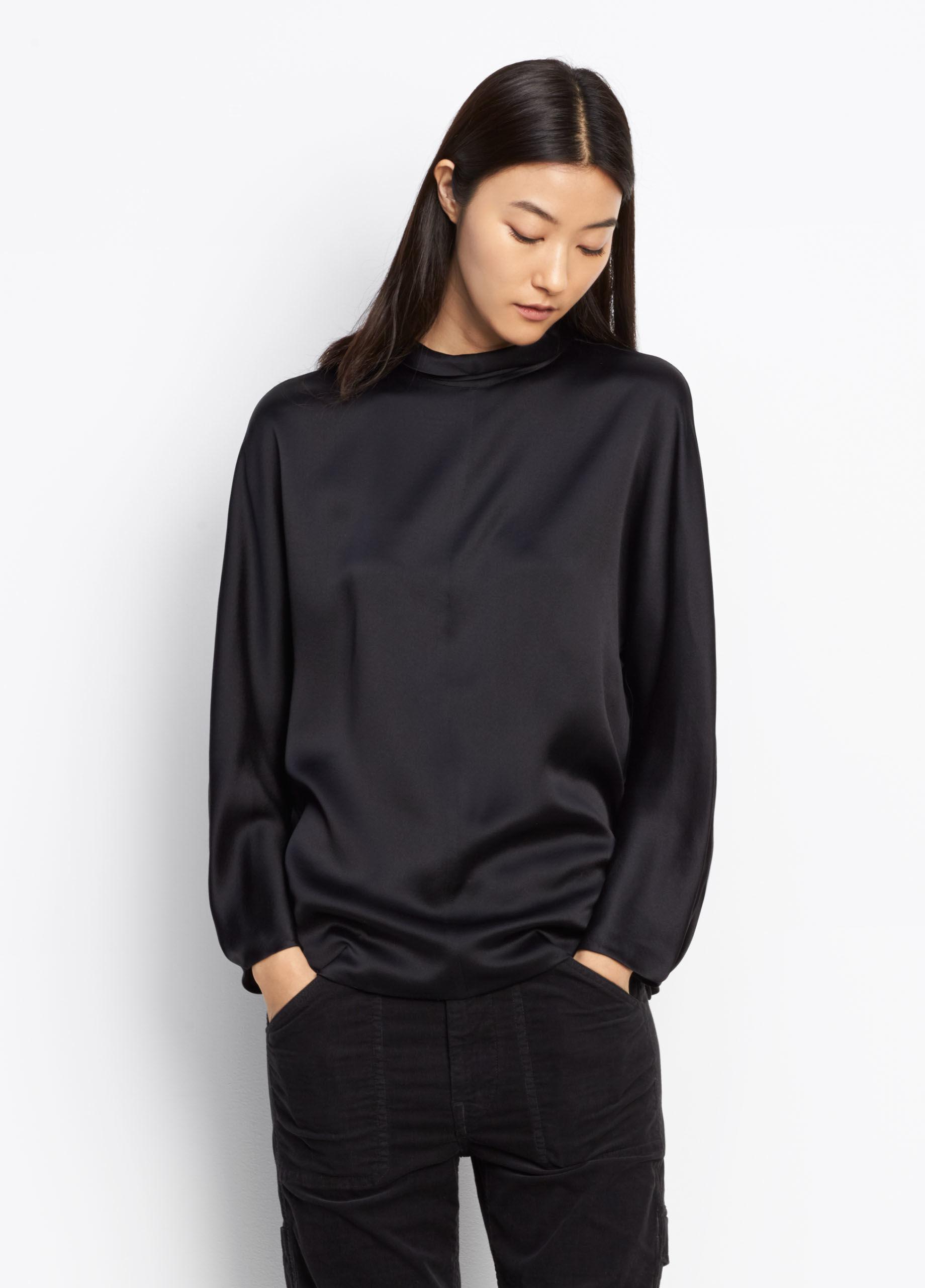 Lyst - Vince Band Collar Blouse in Black