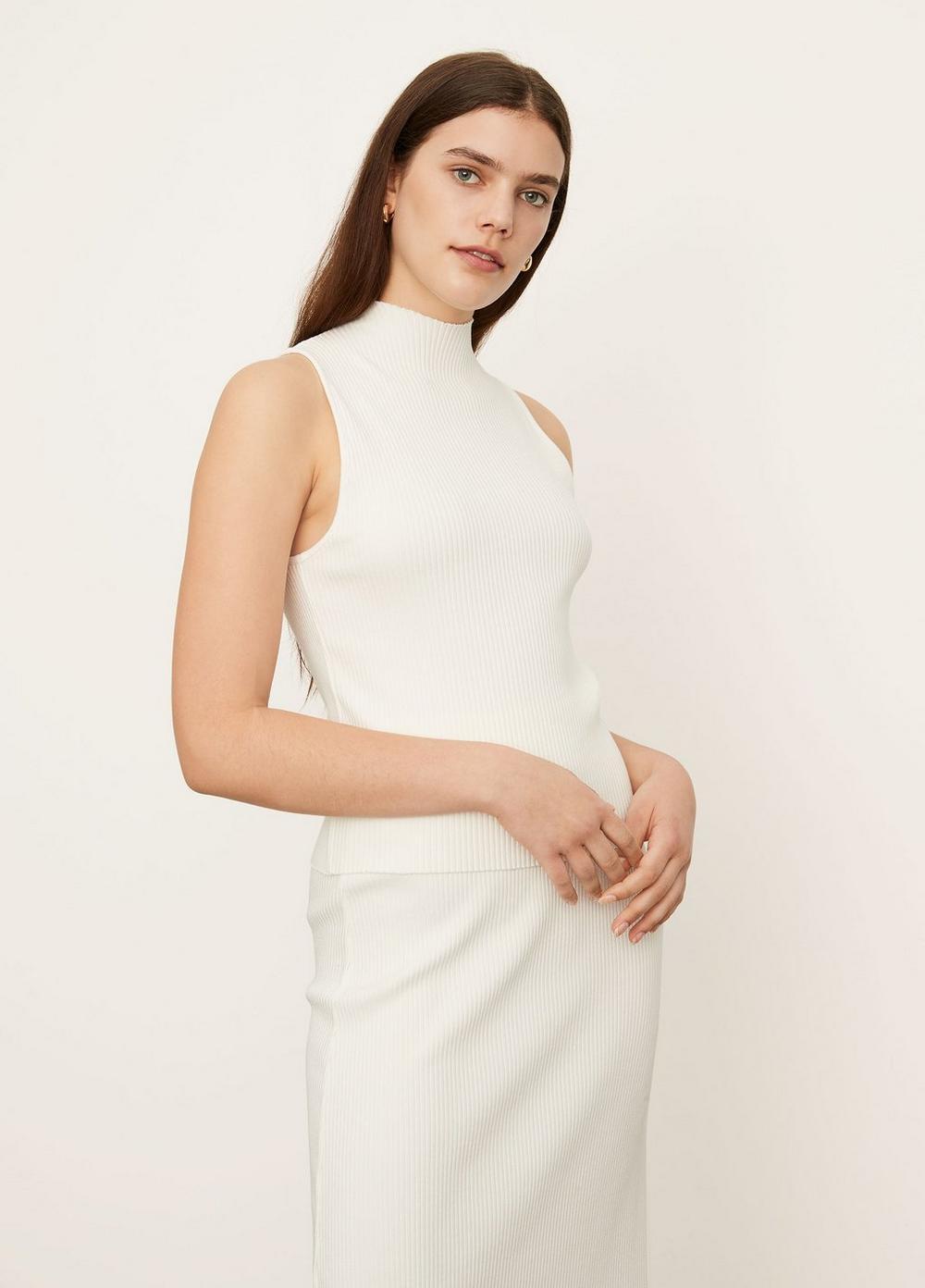 white mock neck top sleeveless