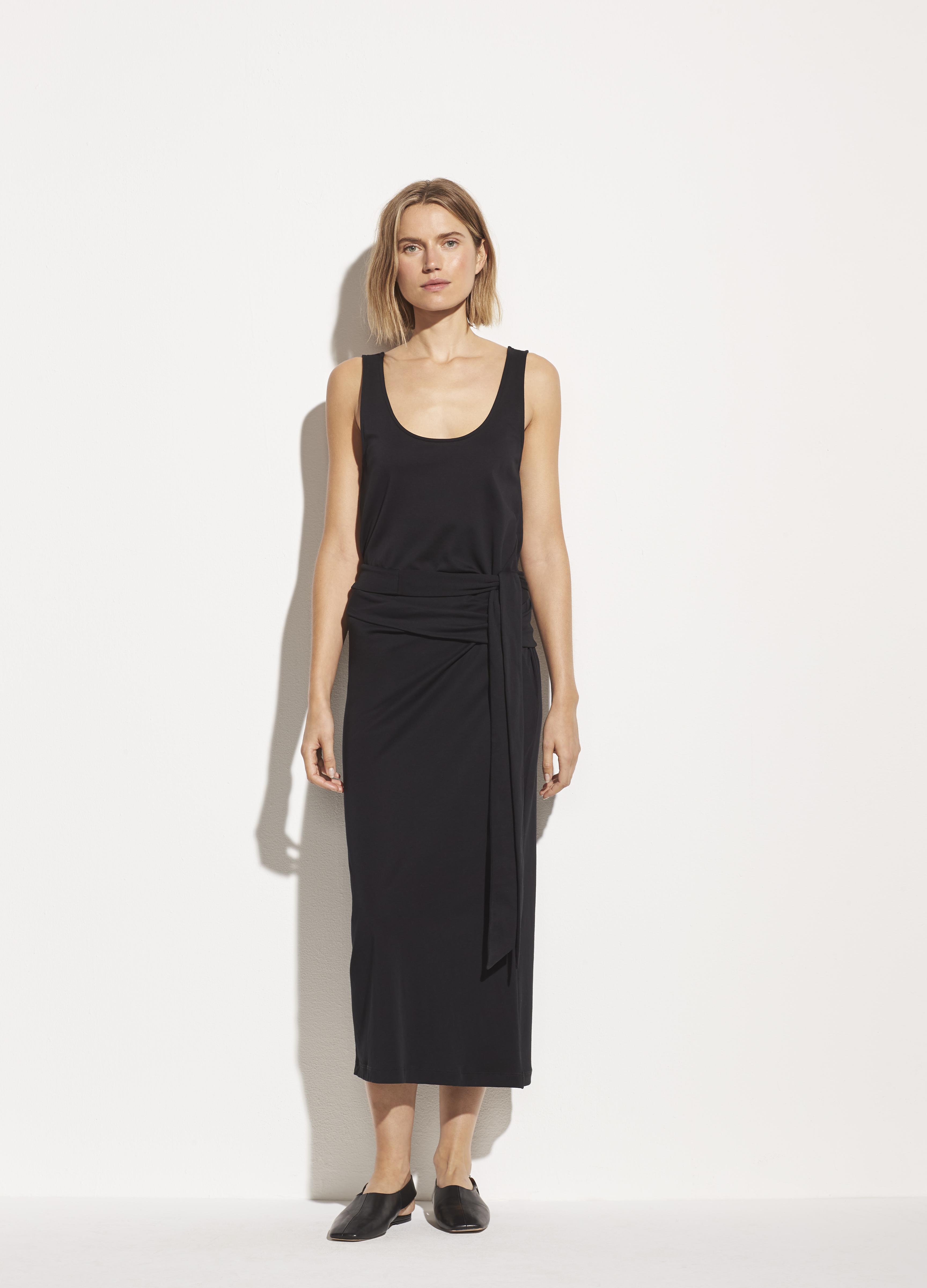 Vince Cotton Sleeveless Wrap Dress in Black Lyst