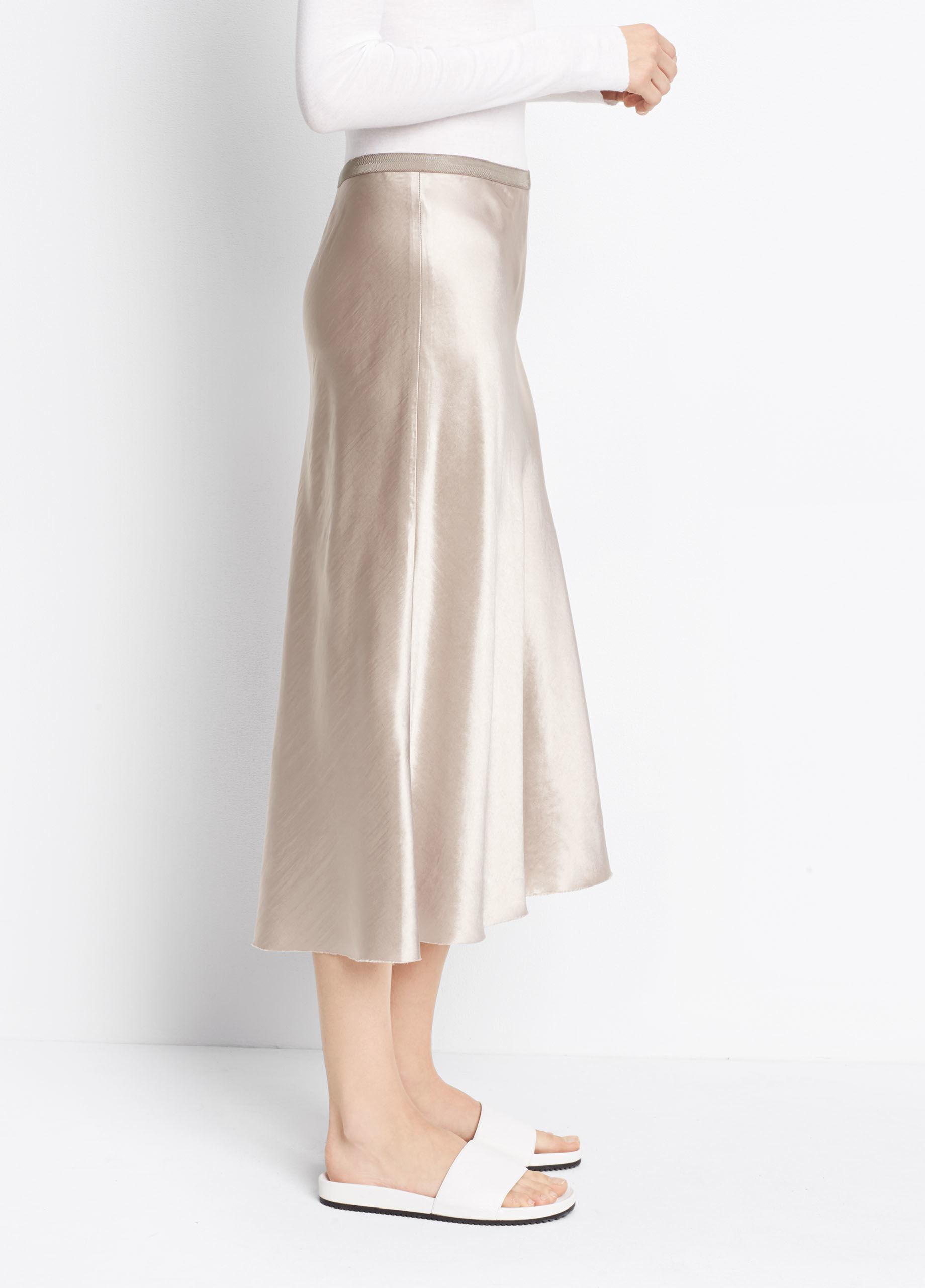 vince satin slip midi skirt