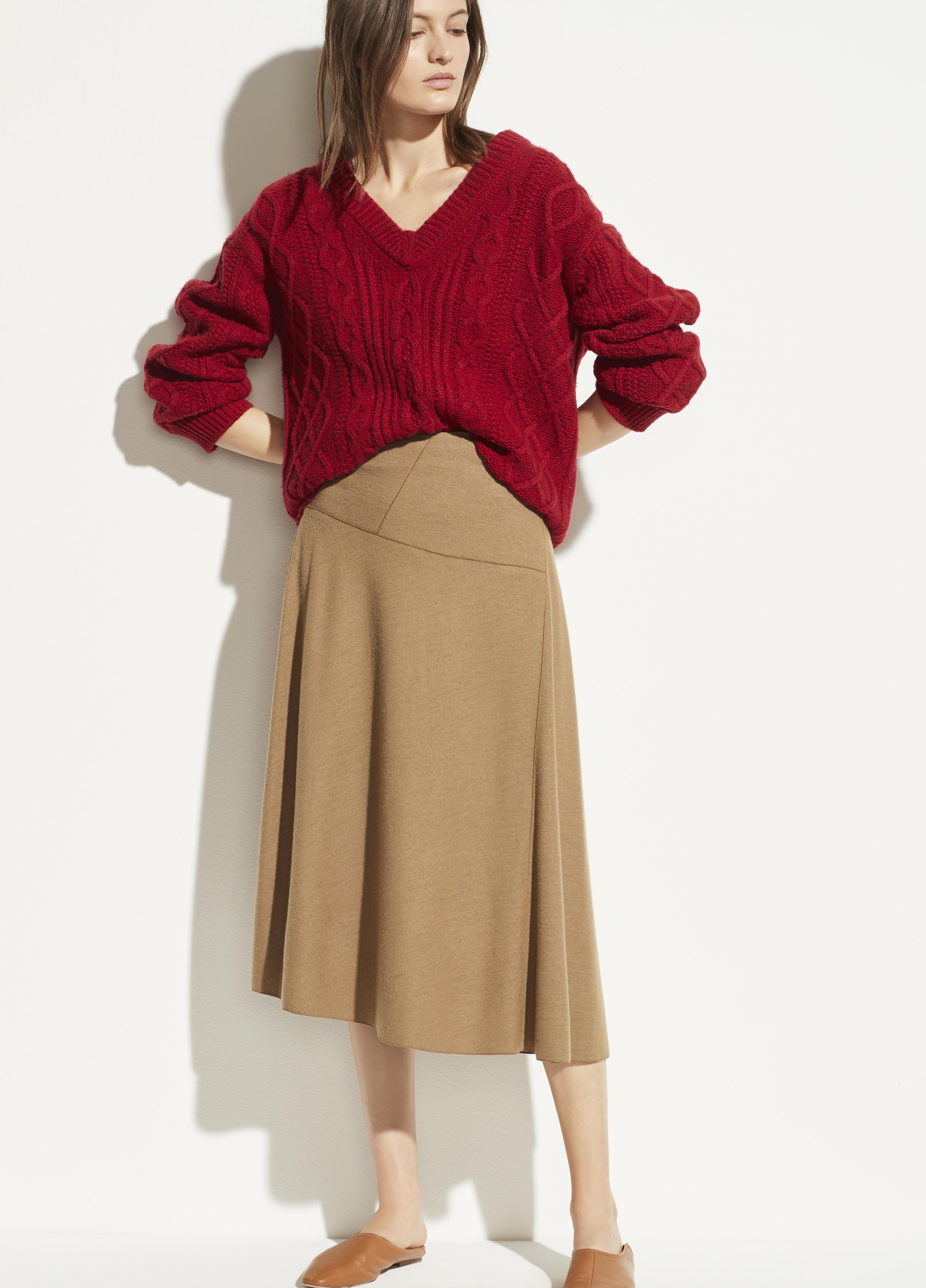 Vince Wool Paneled Skirt - Lyst