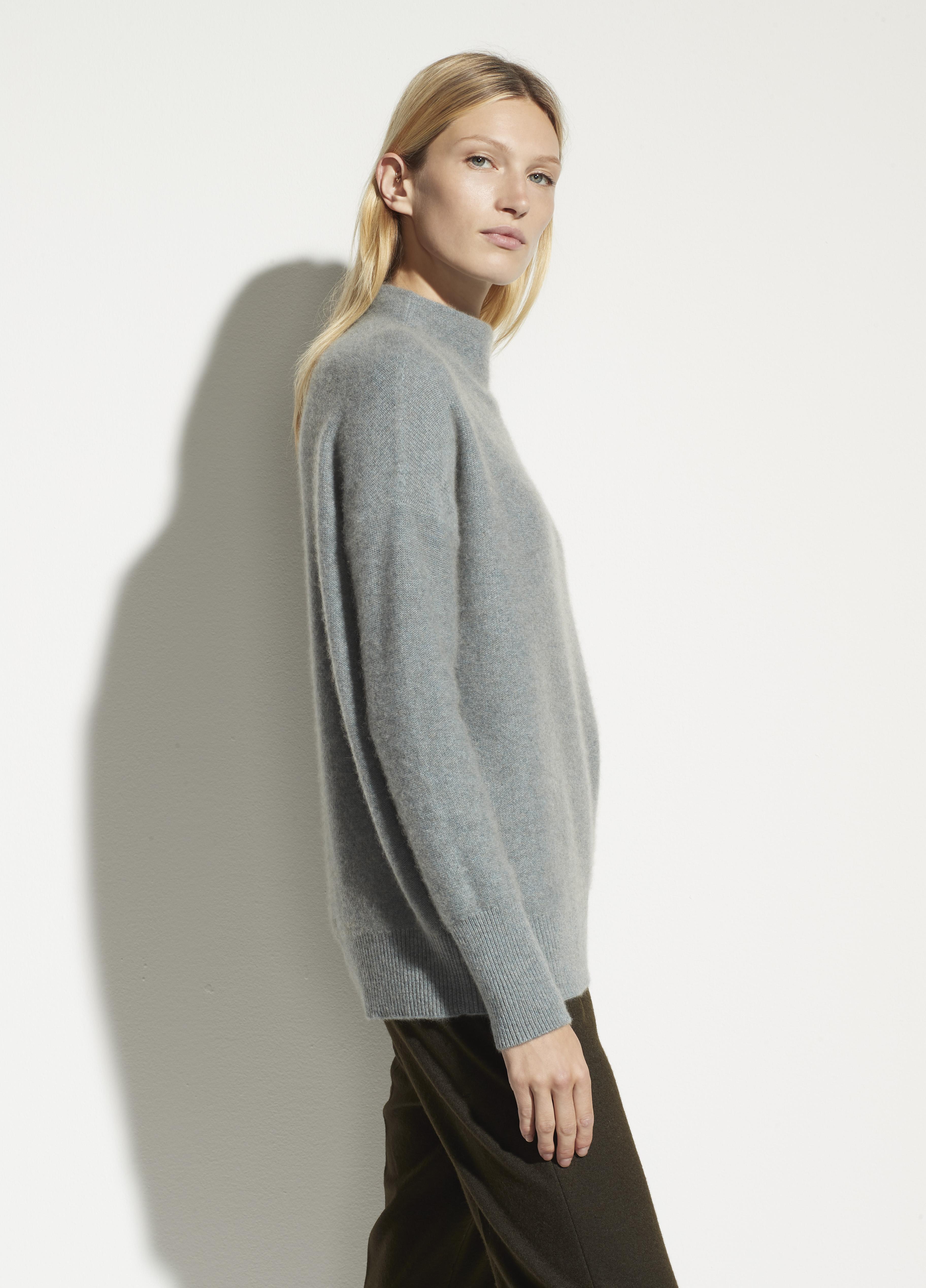 Vince Boiled Cashmere Funnel Neck Pullover in Gray - Lyst