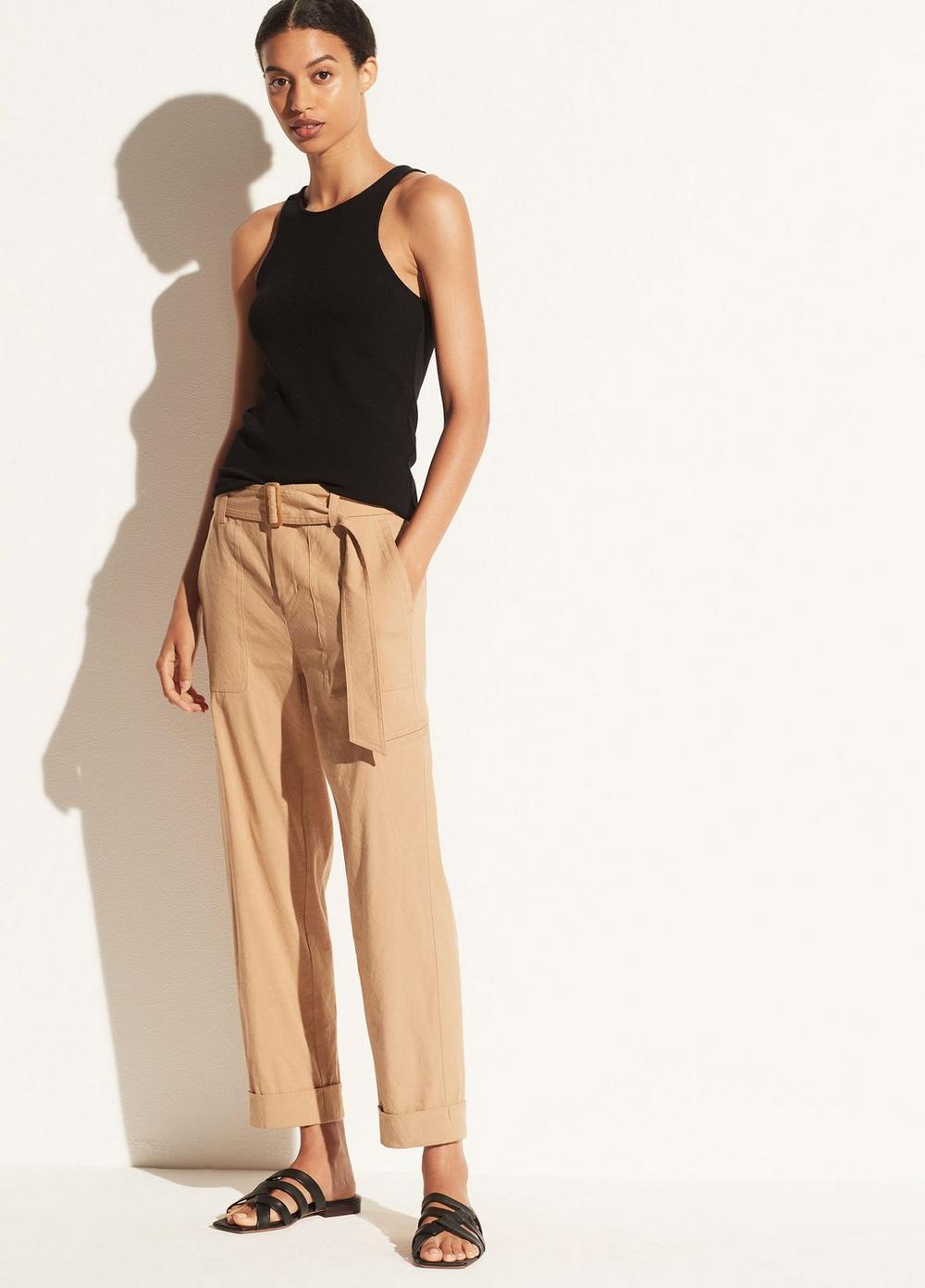 Vince Belted Linen Pant in Beige 