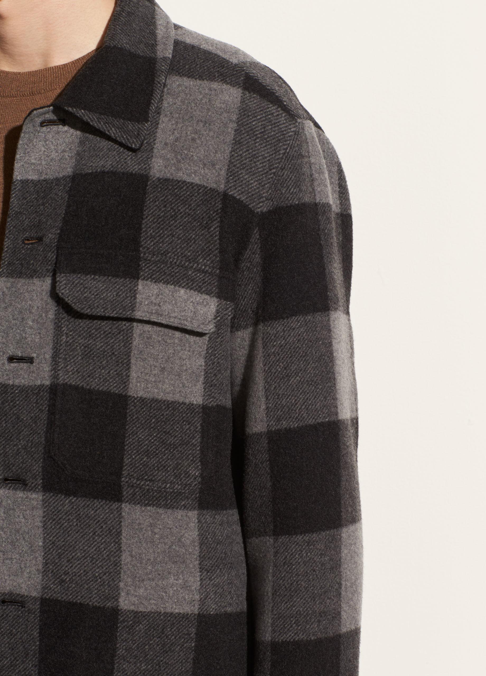 Vince Splittable Wool Plaid Overshirt in Grey (Gray) for Men - Lyst