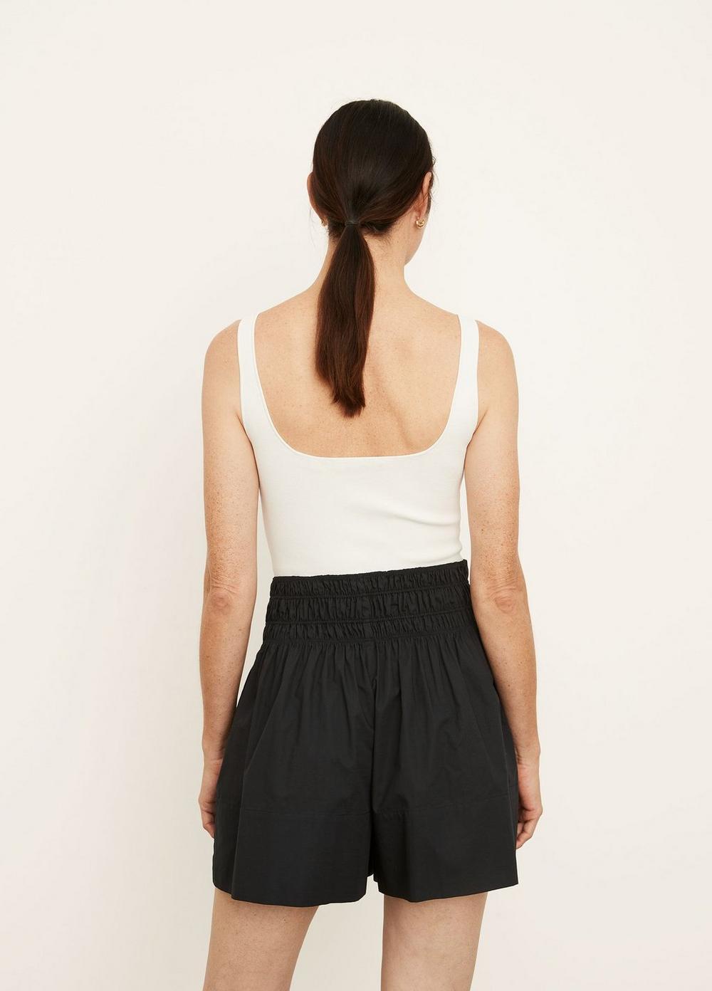 Vince Cotton Smocked Short in Black | Lyst