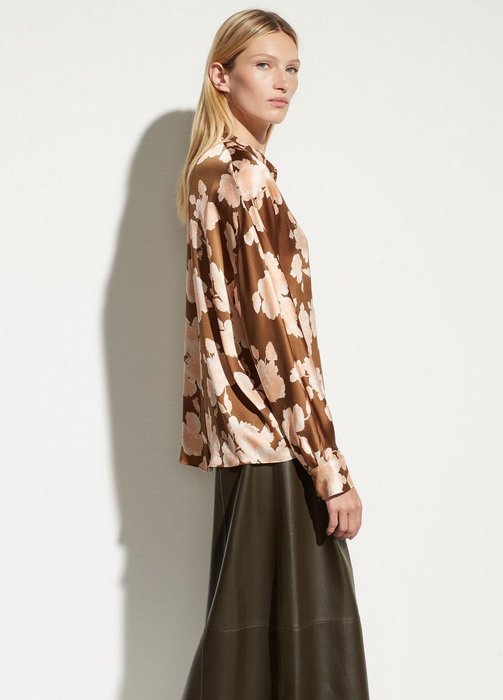 vince tapestry floral silk popover blouse