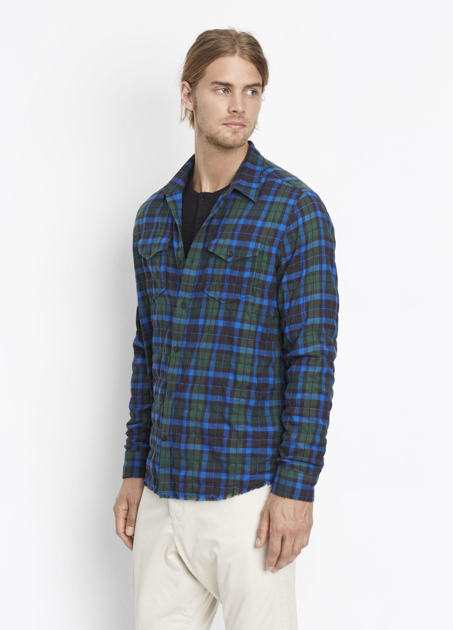 Download Vince Cotton Frayed Edge Western Shirt in Blue for Men - Lyst