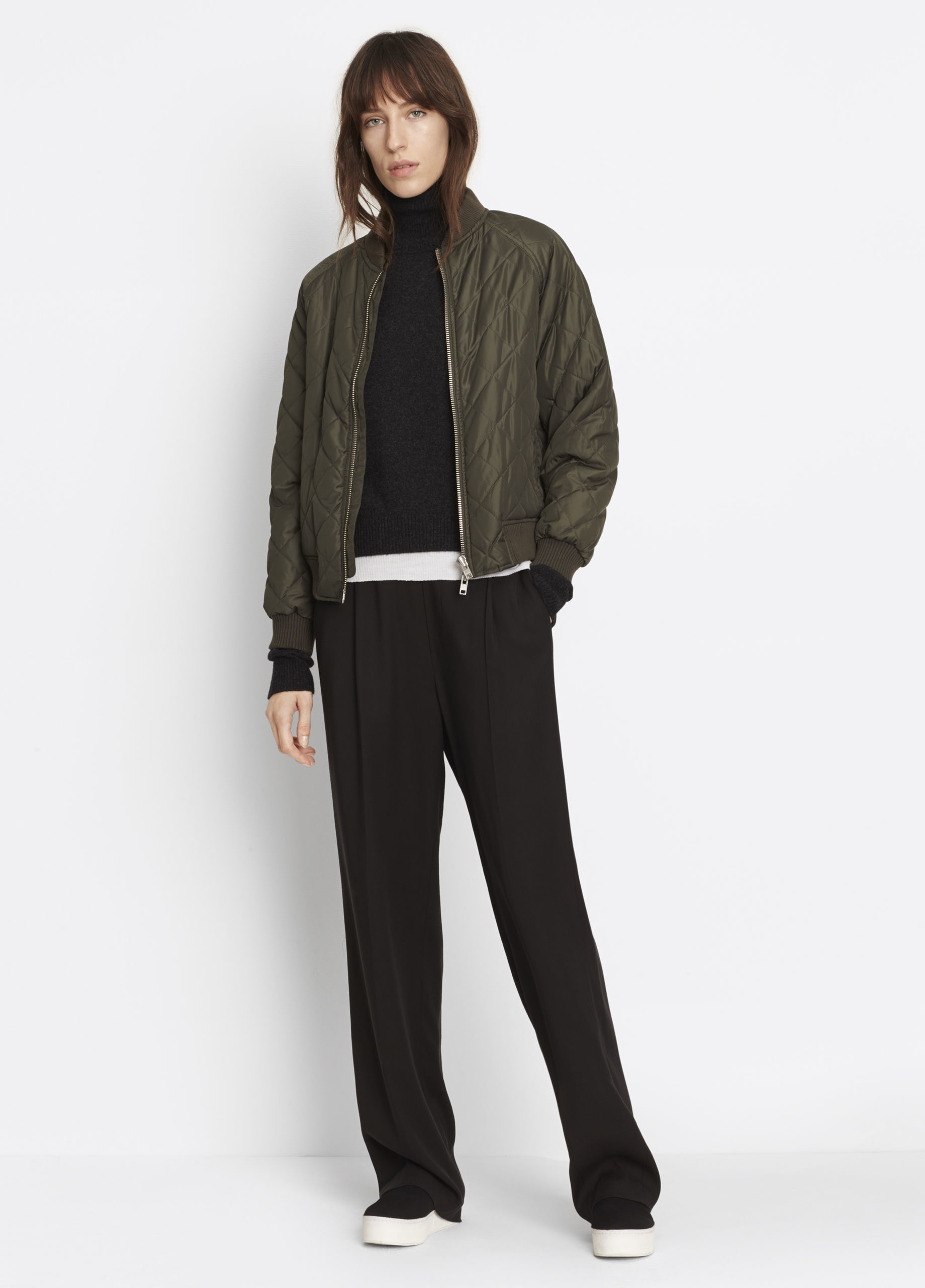 Lyst - Vince Quilted Bomber in Green
